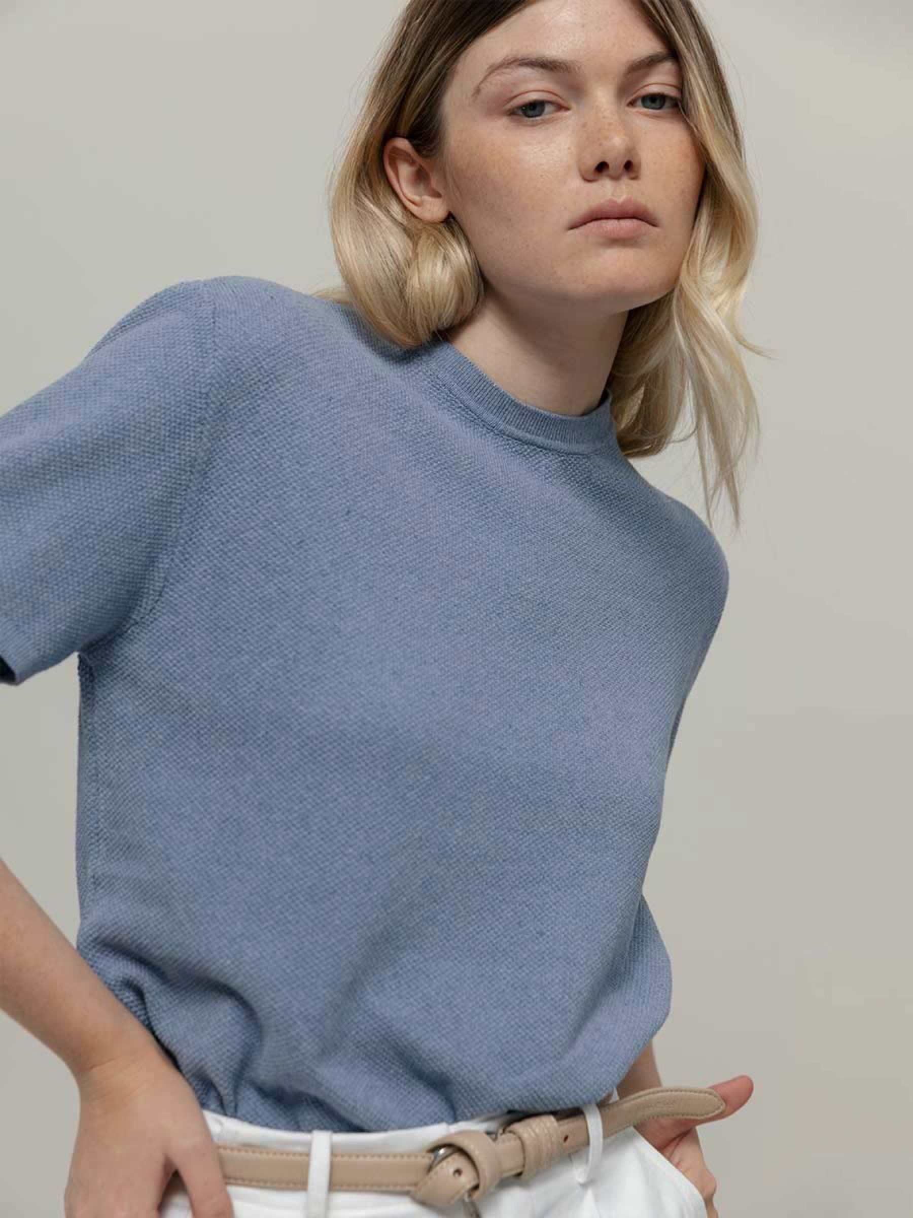 Stricktop Carlotta Women's Recycled Cotton T-Shirt blue indigo Rifo
