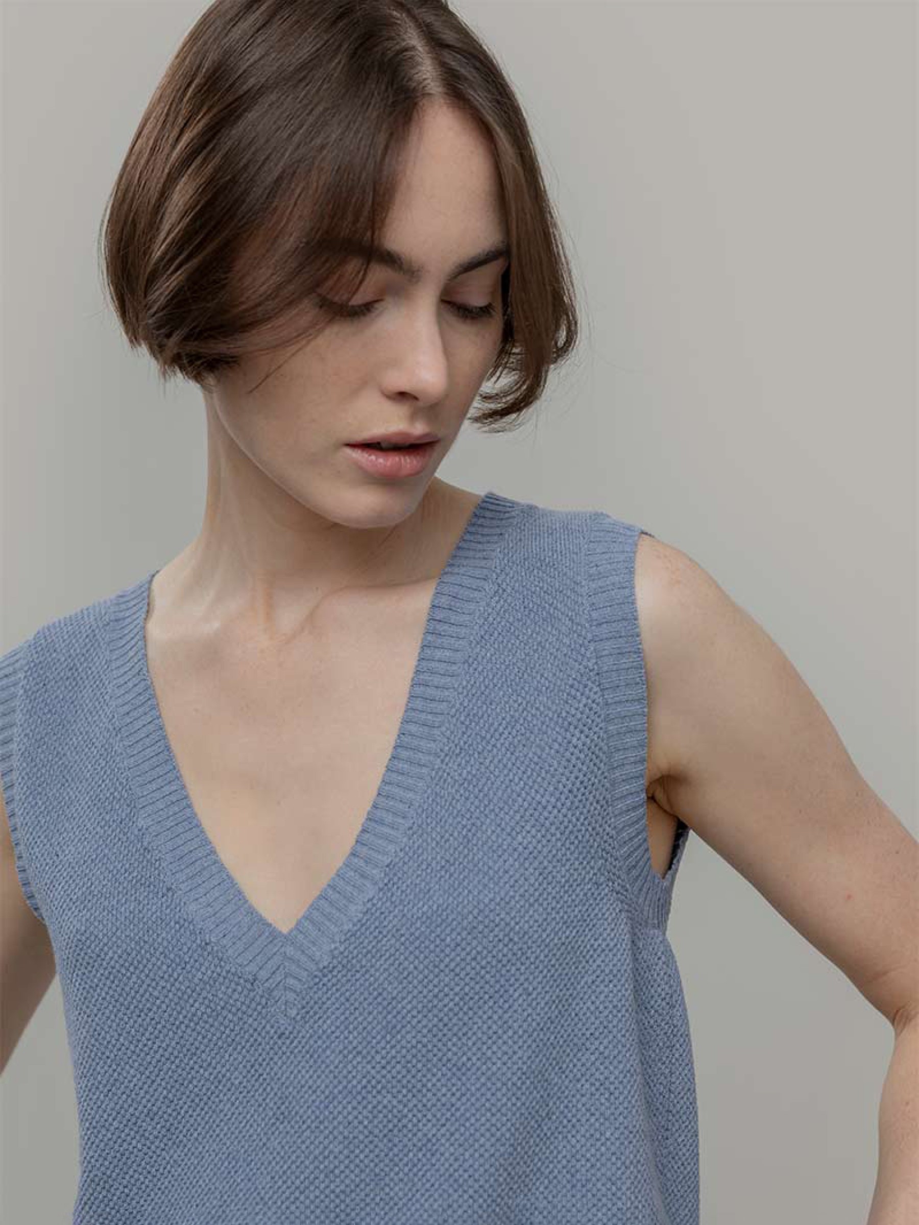 Stricktop Elodie Gilet Cotone blue indigo Rifo