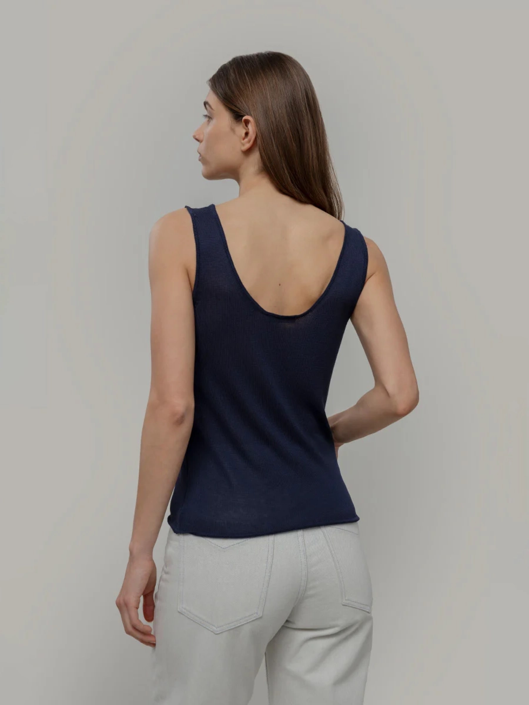 Stricktop Valeria Viscose Tank Top blue mora Rifo