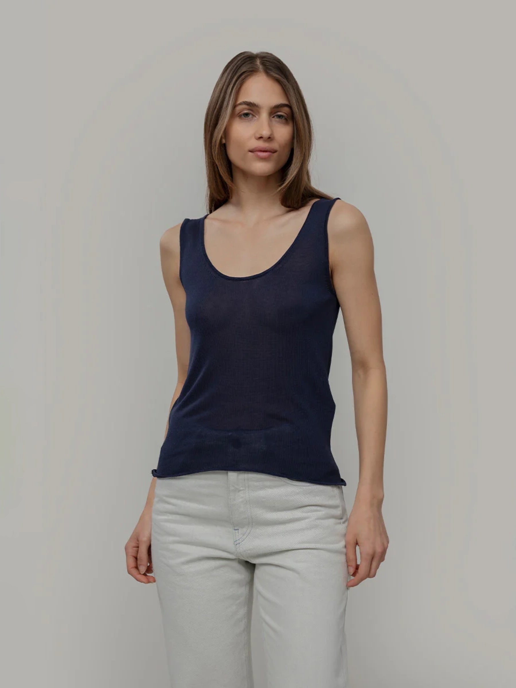 Stricktop Valeria Viscose Tank Top blue mora Rifo