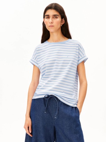T-Shirt Idaara Stripe T-Shirt white-soft blue Armedangels