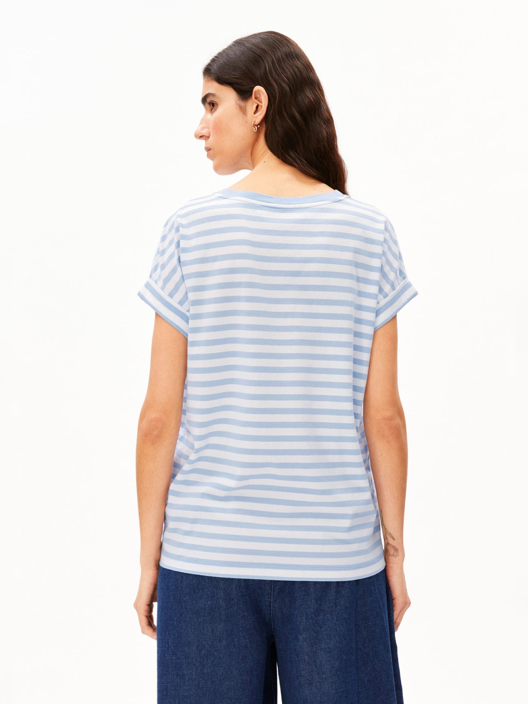 T-Shirt Idaara Stripe T-Shirt white-soft blue Armedangels