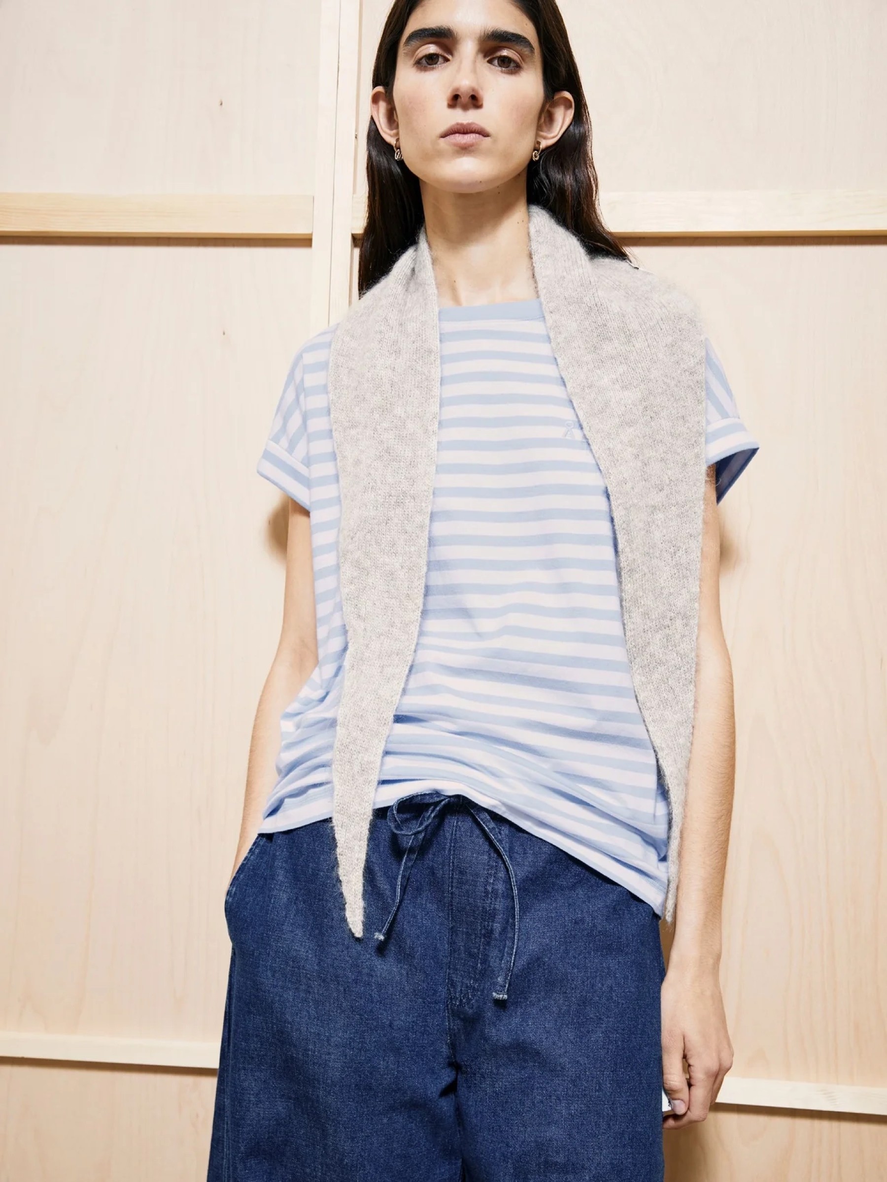 T-Shirt Idaara Stripe T-Shirt white-soft blue Armedangels