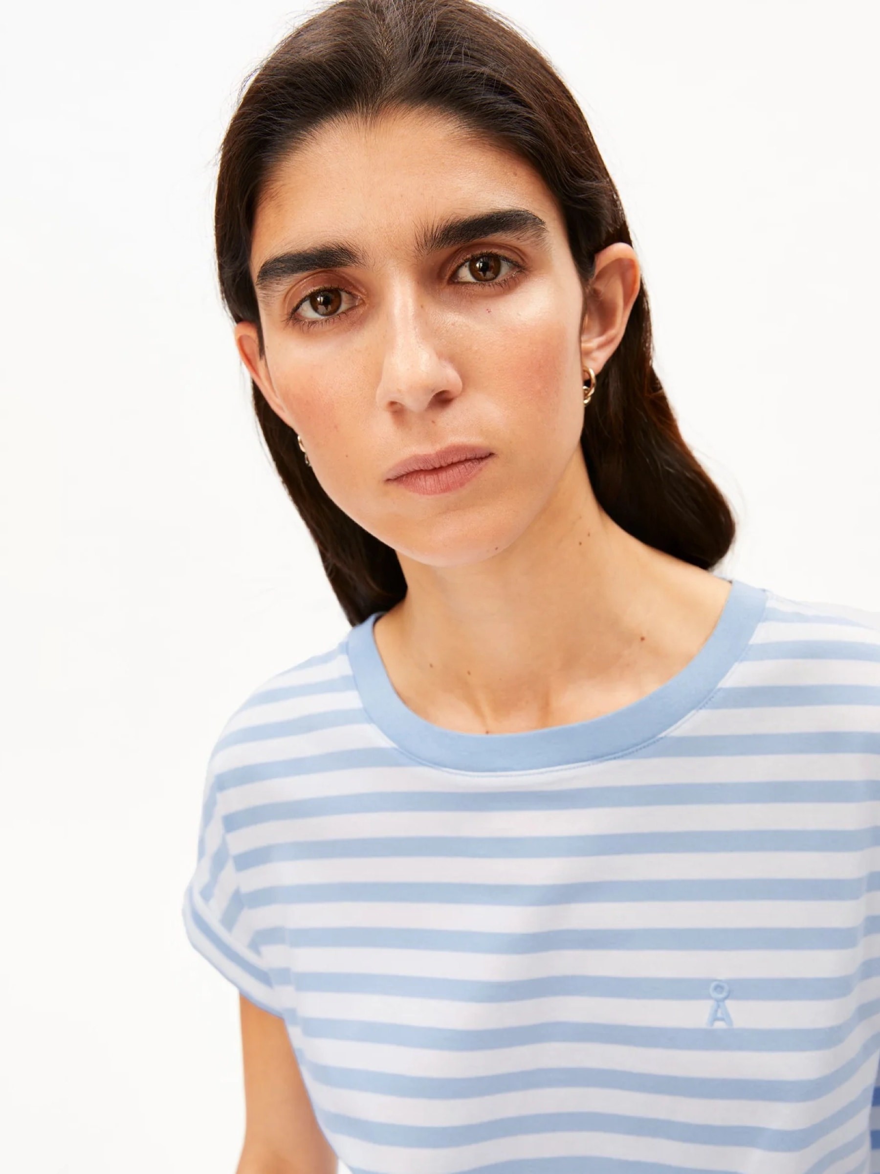 T-Shirt Idaara Stripe T-Shirt white-soft blue Armedangels