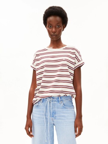 T-Shirt Idaara Stripe T-Shirt undyed-velvet red-soft blue Armedangels