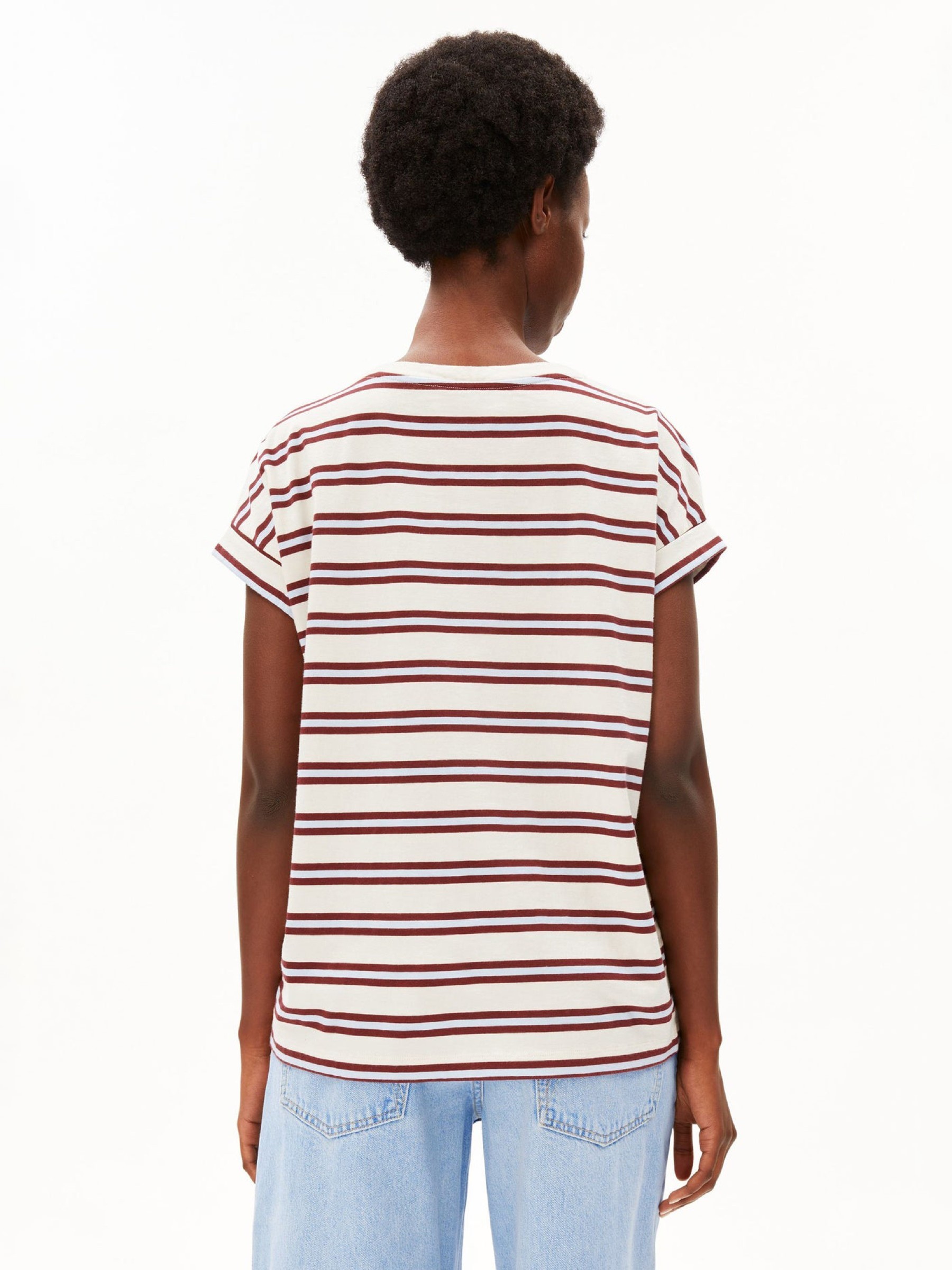 T-Shirt Idaara Stripe T-Shirt undyed-velvet red-soft blue Armedangels