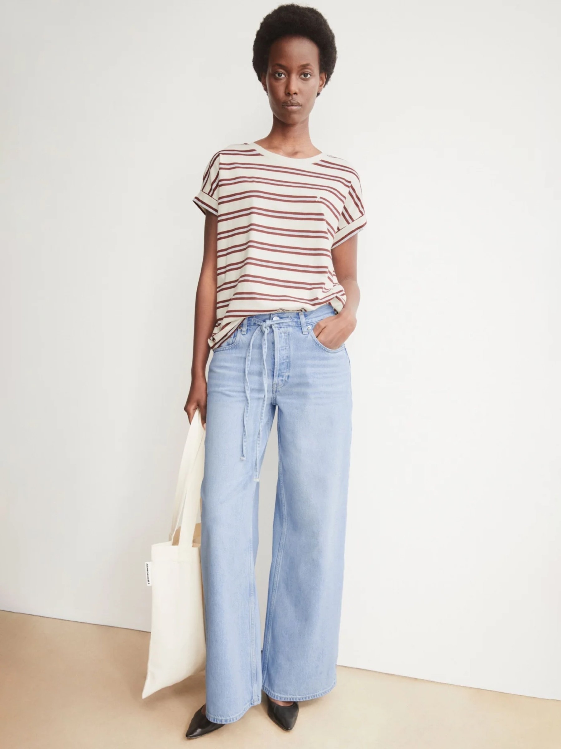 T-Shirt Idaara Stripe T-Shirt undyed-velvet red-soft blue Armedangels
