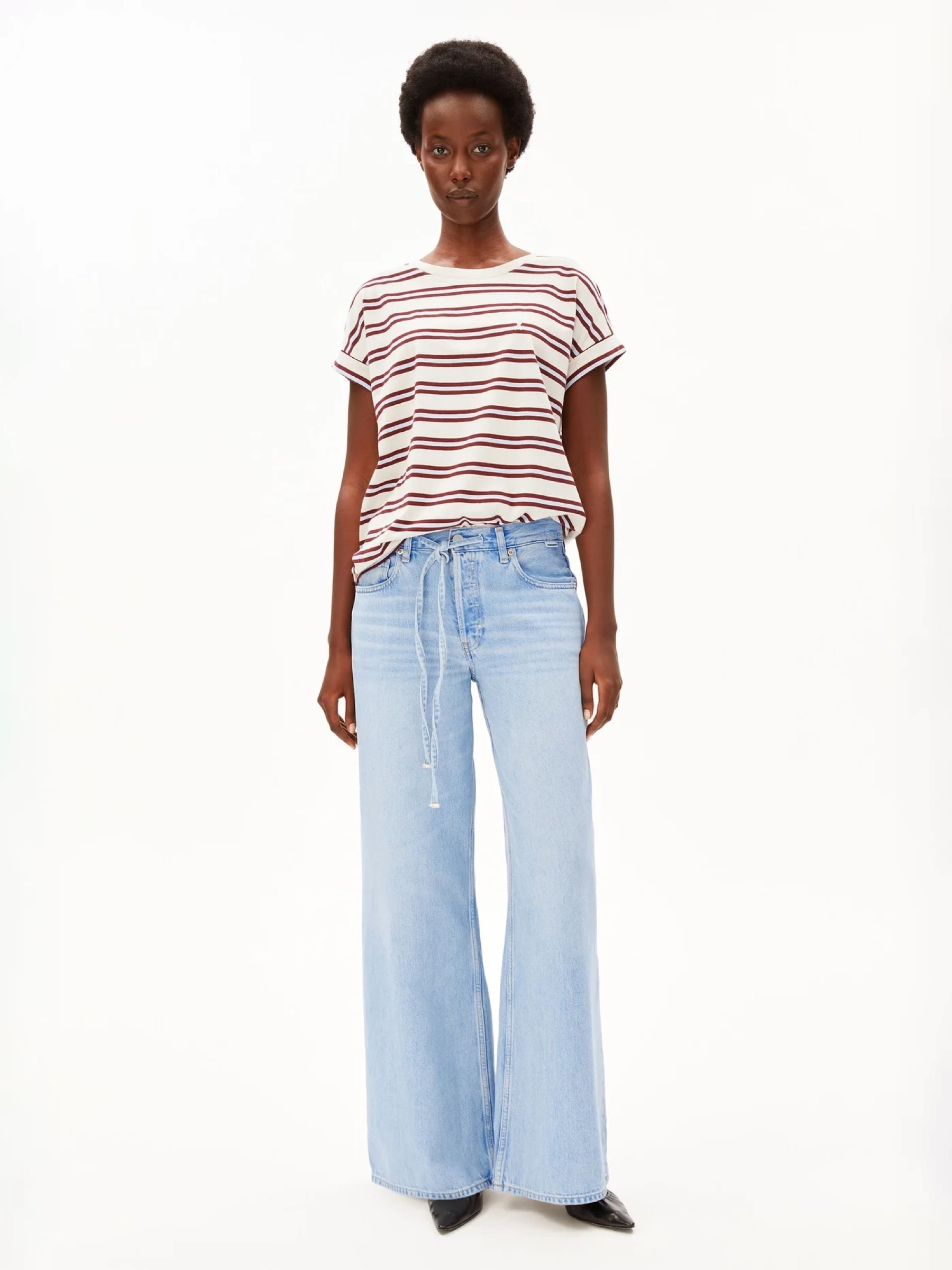 T-Shirt Idaara Stripe T-Shirt undyed-velvet red-soft blue Armedangels