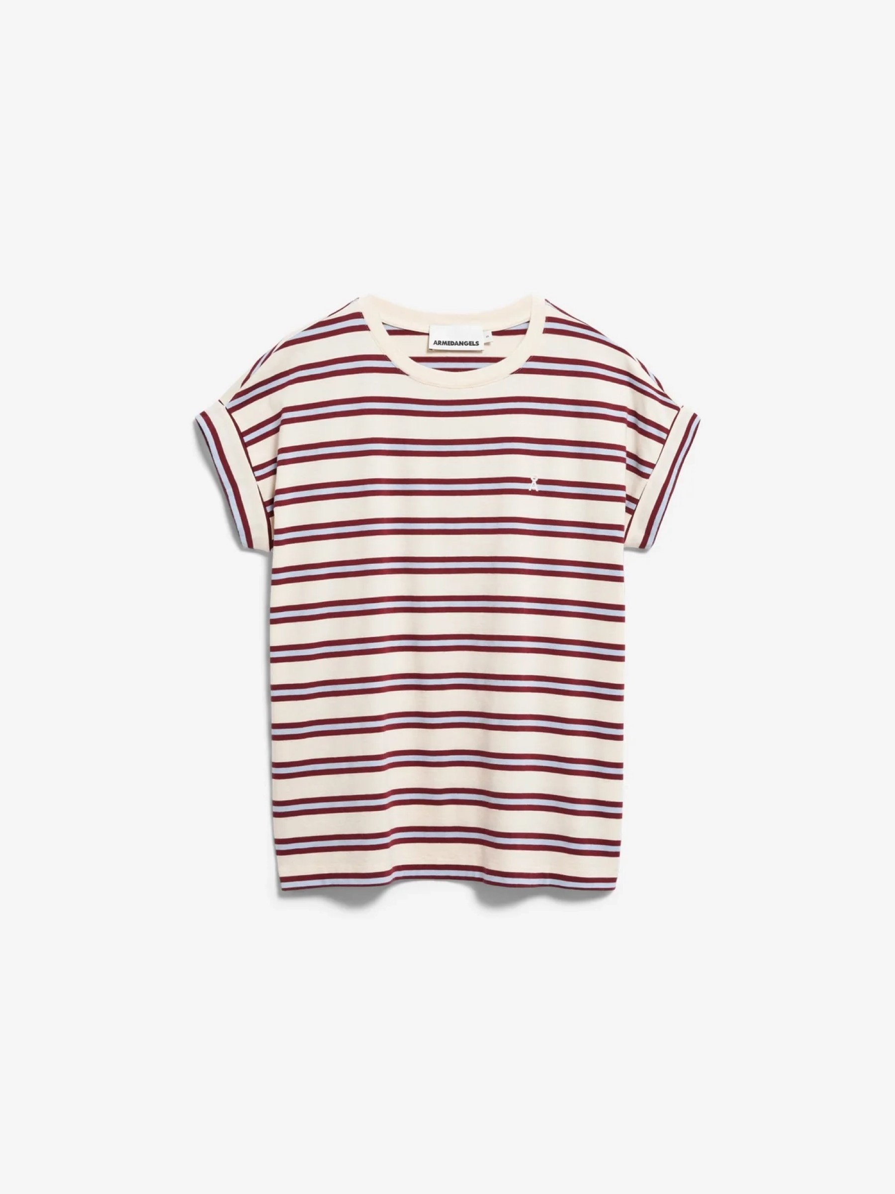 T-Shirt Idaara Stripe T-Shirt undyed-velvet red-soft blue Armedangels