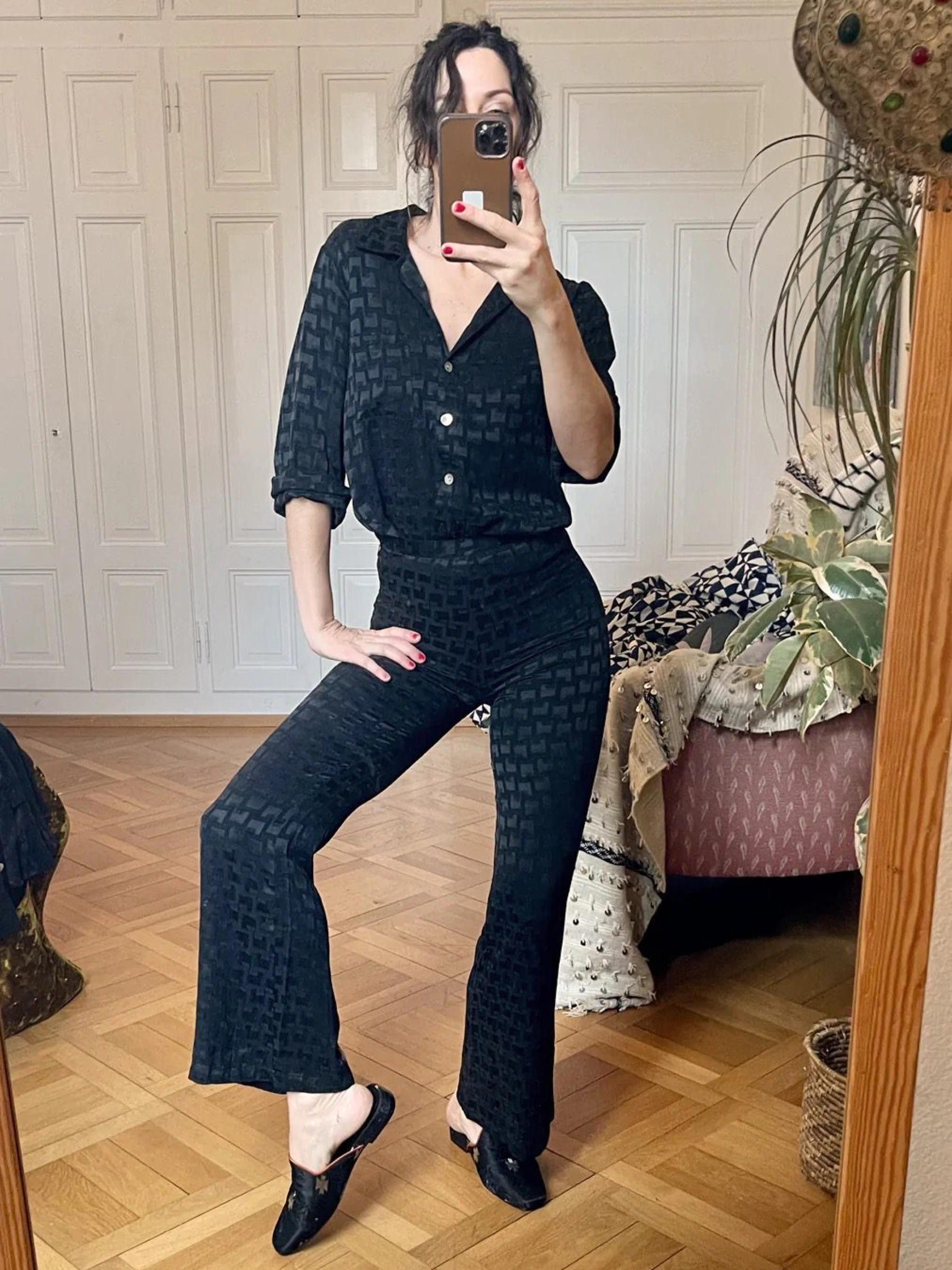 Hose Bianca Trousers black square Komana