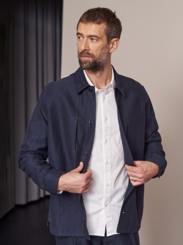 Hemd Owe Overshirt navy winter linen About Companions