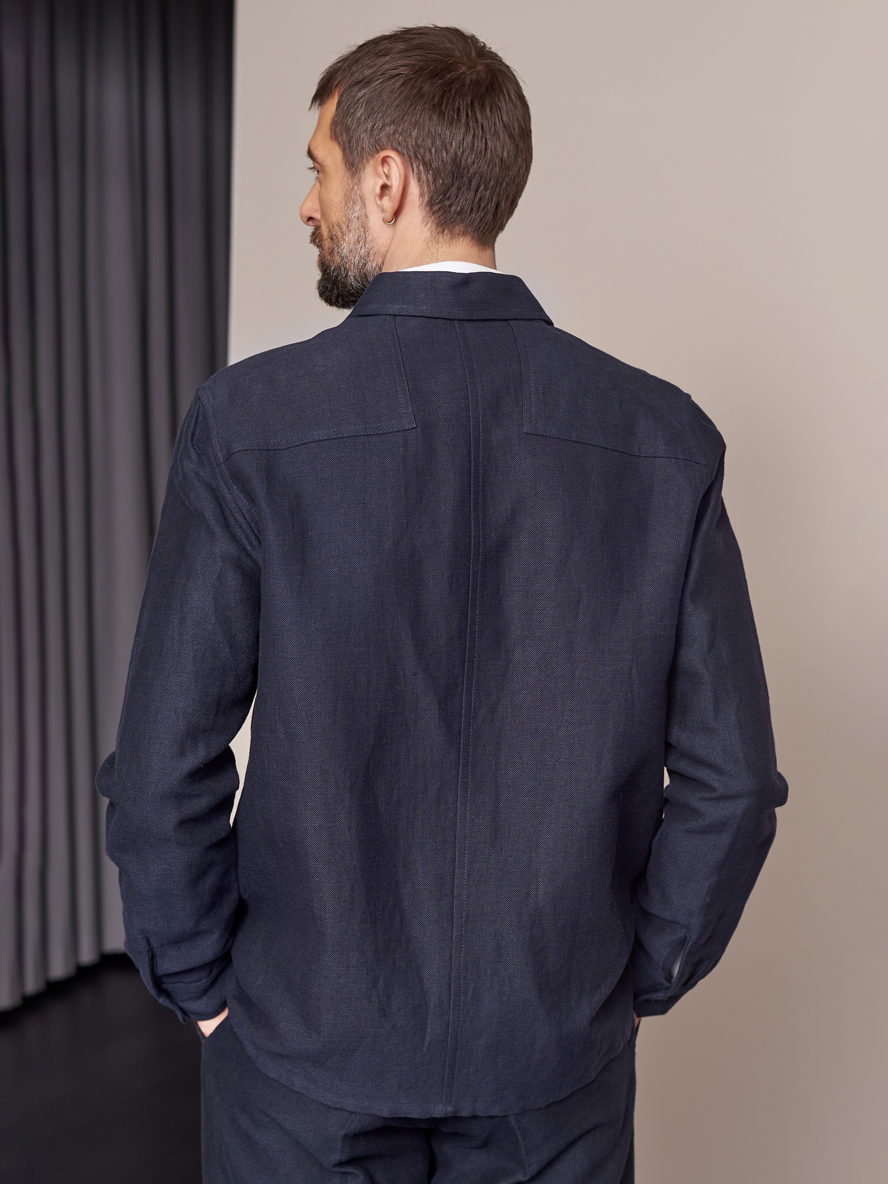 Hemd Owe Overshirt navy winter linen About Companions