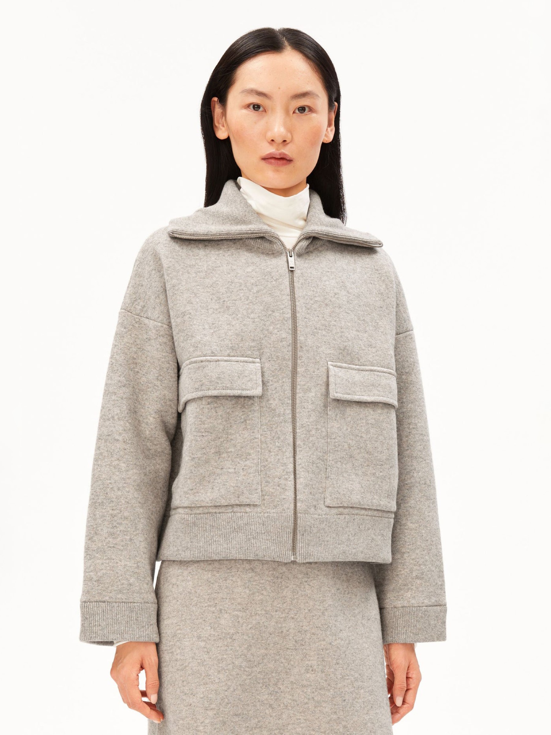 Zipper Knit Jacket dark honey melange Armedangels