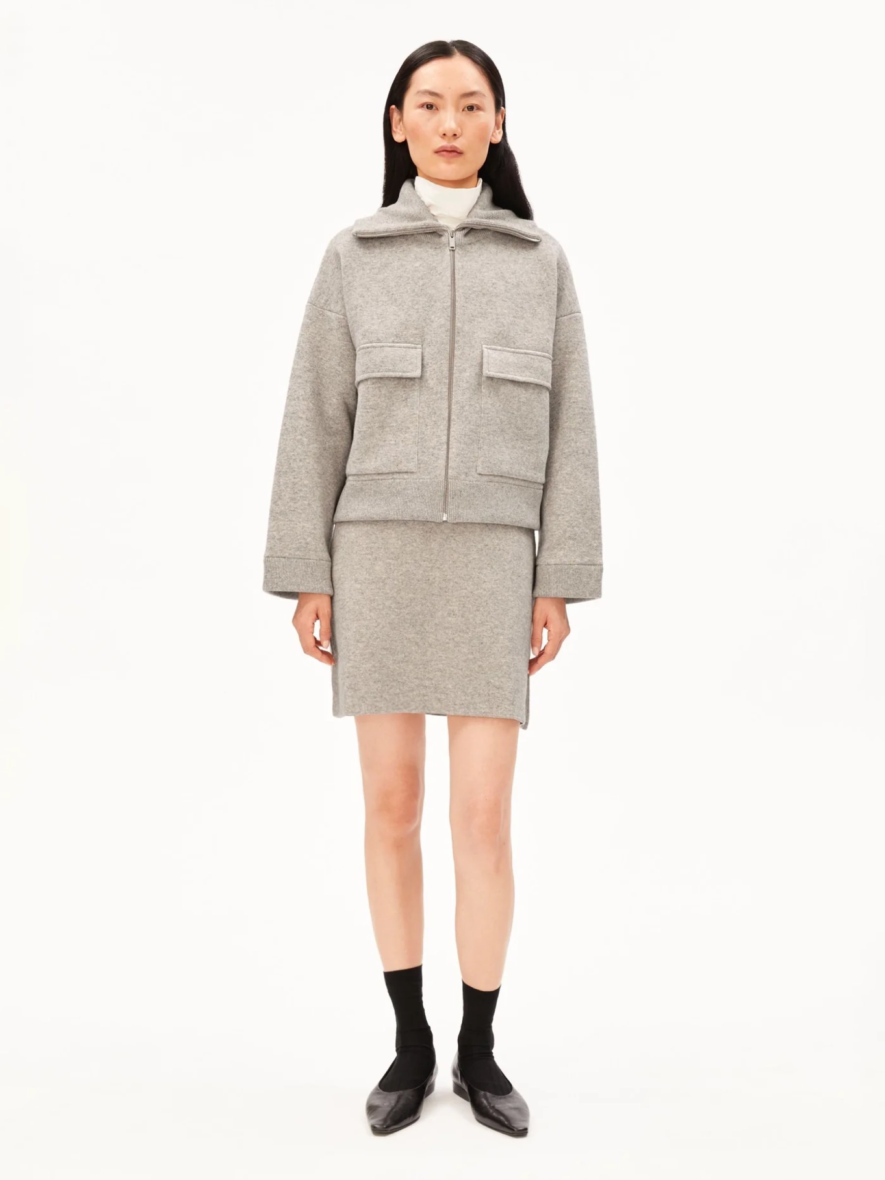 Zipper Knit Jacket dark honey melange Armedangels