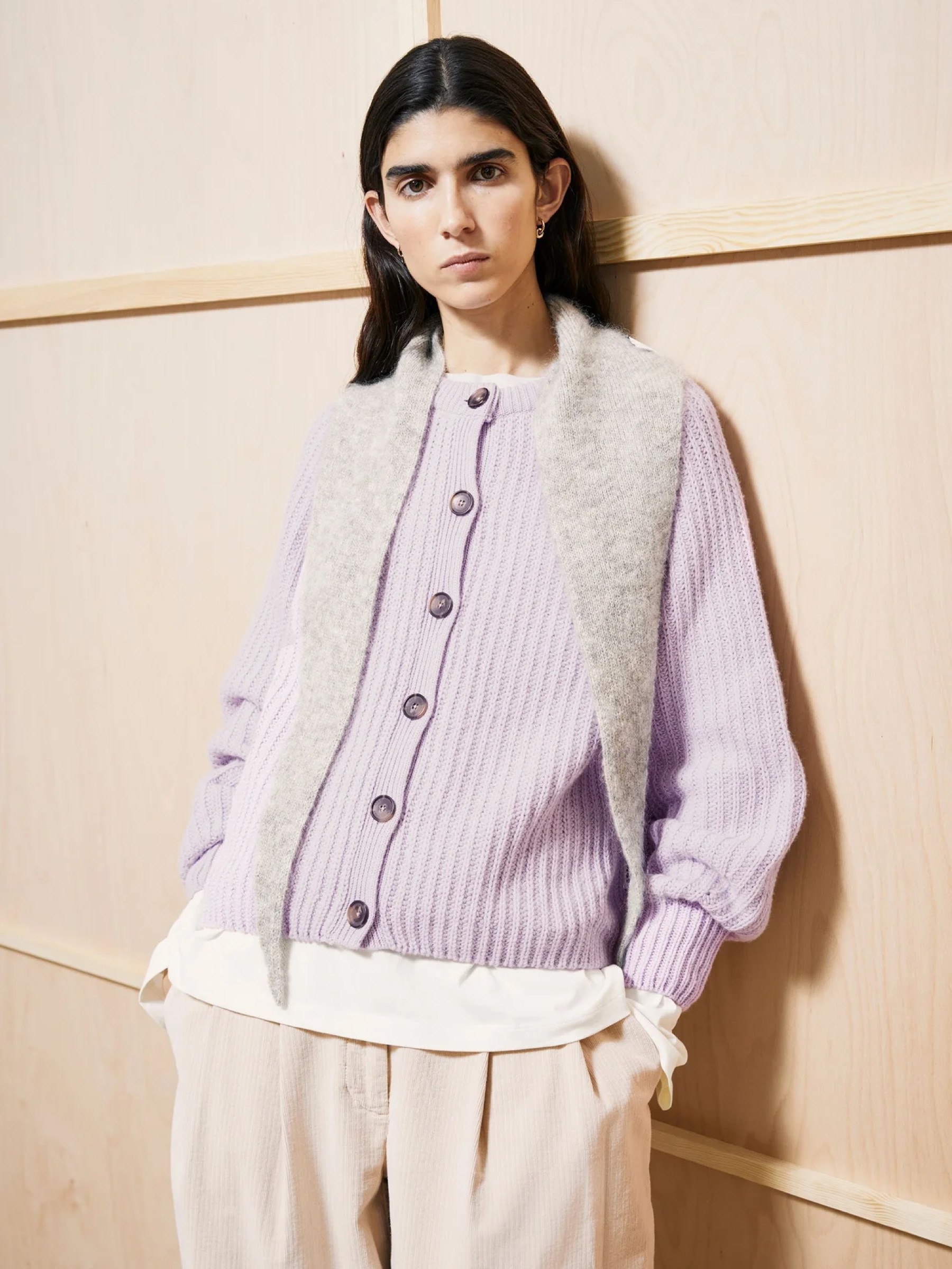 Rib Knit Cardigan moonlit lilac Armedangels