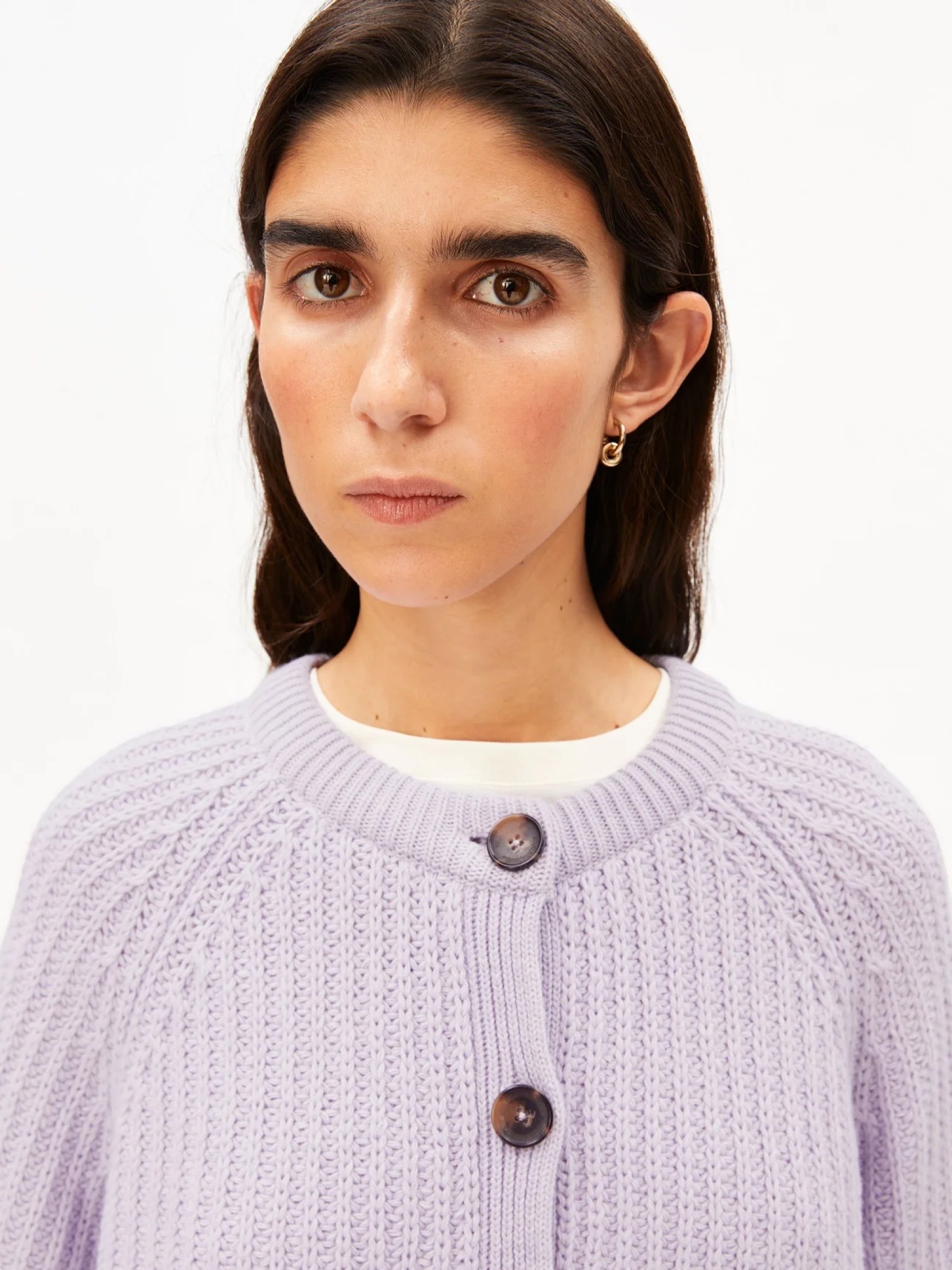 Rib Knit Cardigan moonlit lilac Armedangels