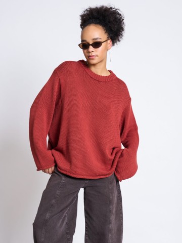 Pullover Heavy Knit Jumper Sona mid red Jan 'n June