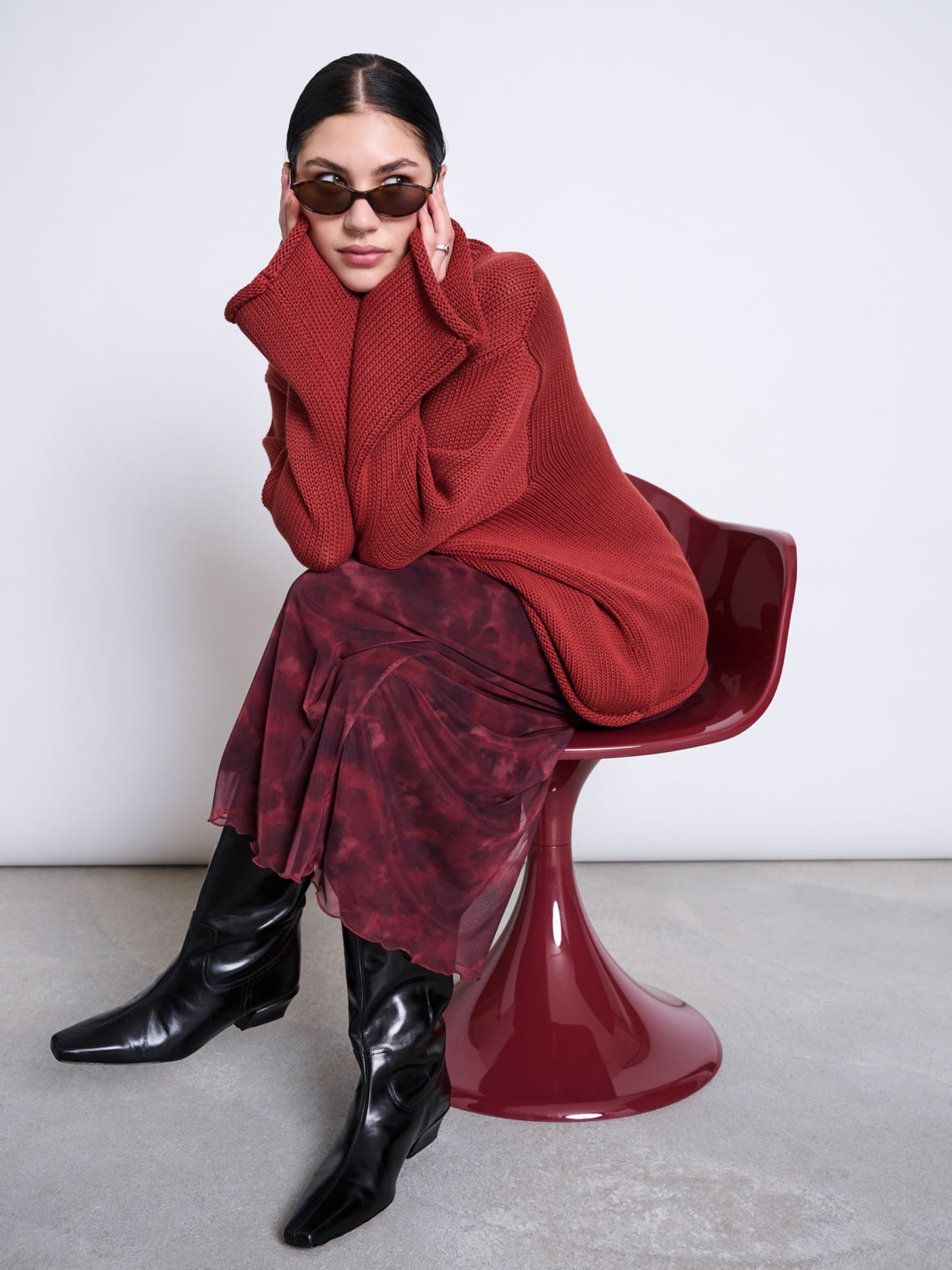 Pullover Heavy Knit Jumper Sona mid red Jan 'n June