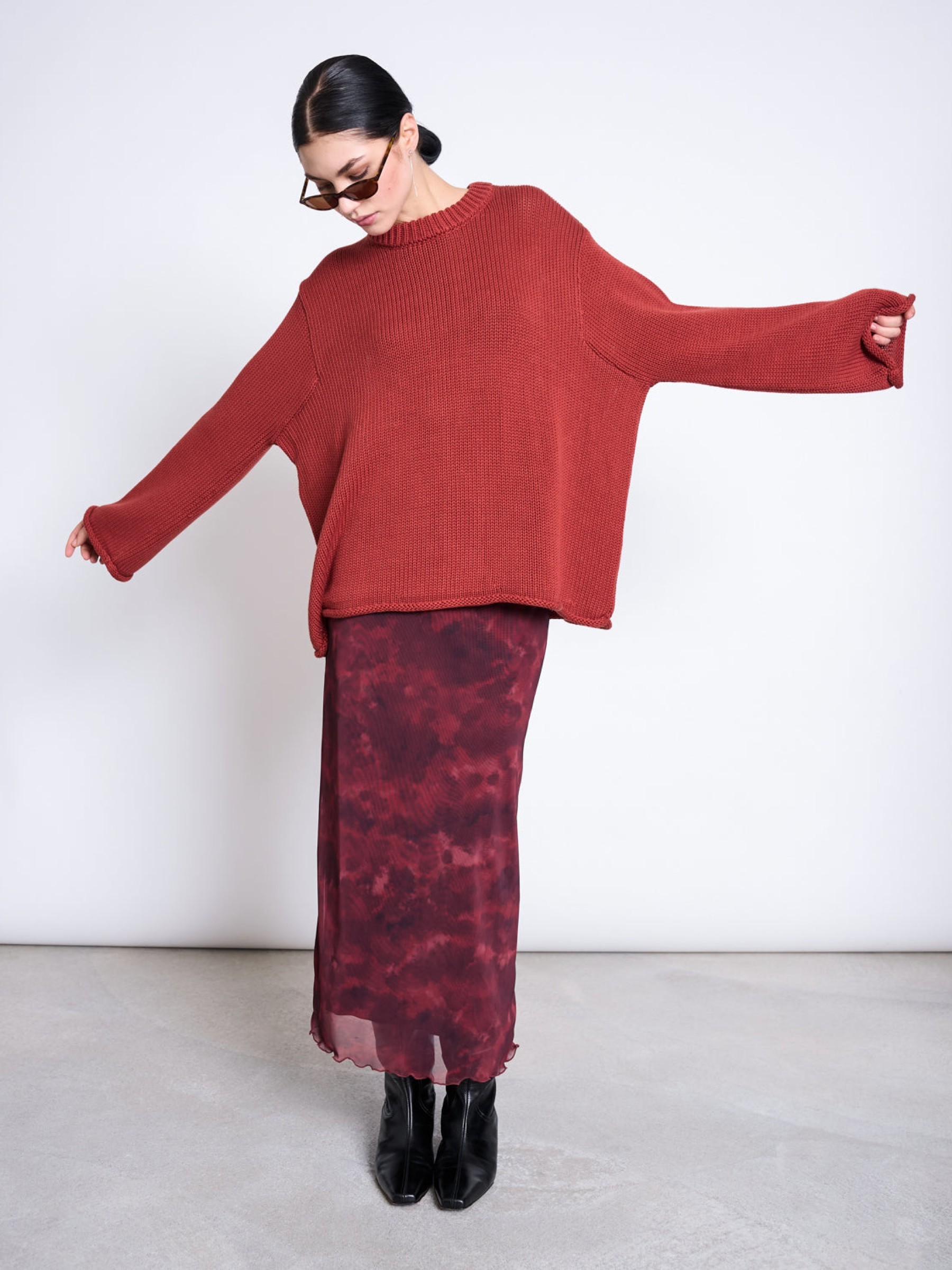 Pullover Heavy Knit Jumper Sona mid red Jan 'n June