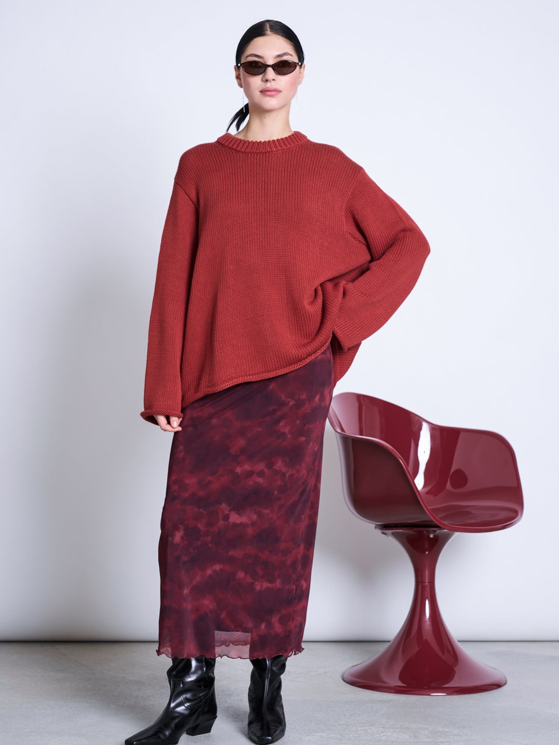 Pullover Heavy Knit Jumper Sona mid red Jan 'n June