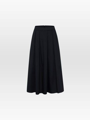 Rock Organic Cotton Pleated Skirt black jet Knowledge Cotton Apparel