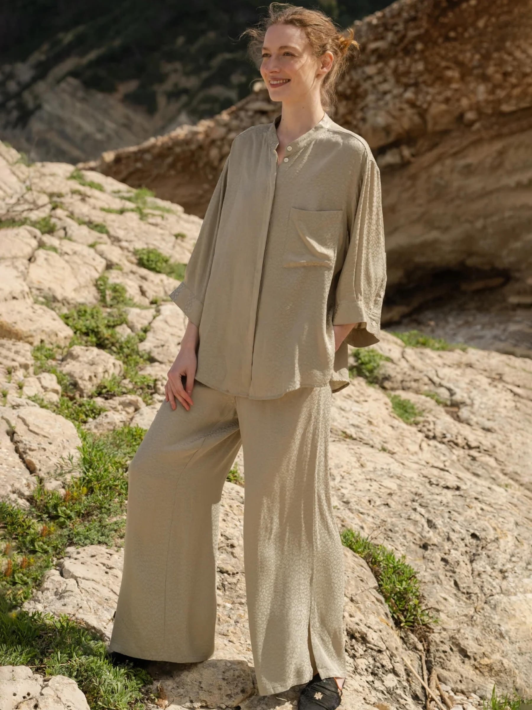 Hose Milan Trousers jade leopard Komana