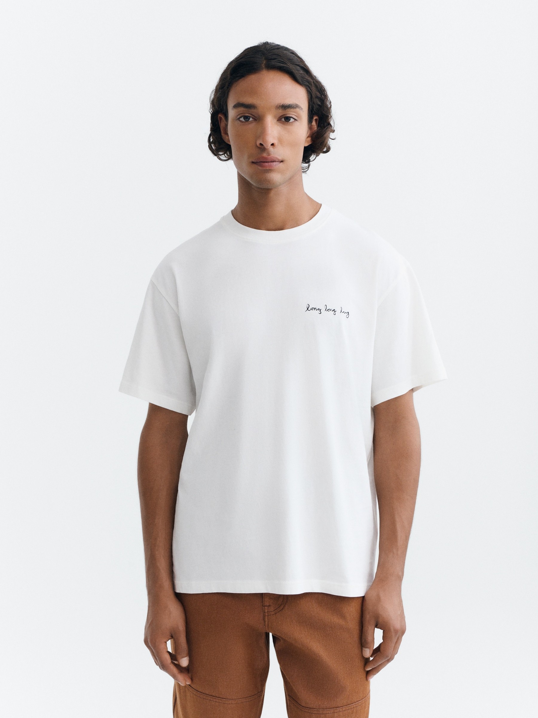 T-Shirt Aaron Tee long hug white Thinking Mu