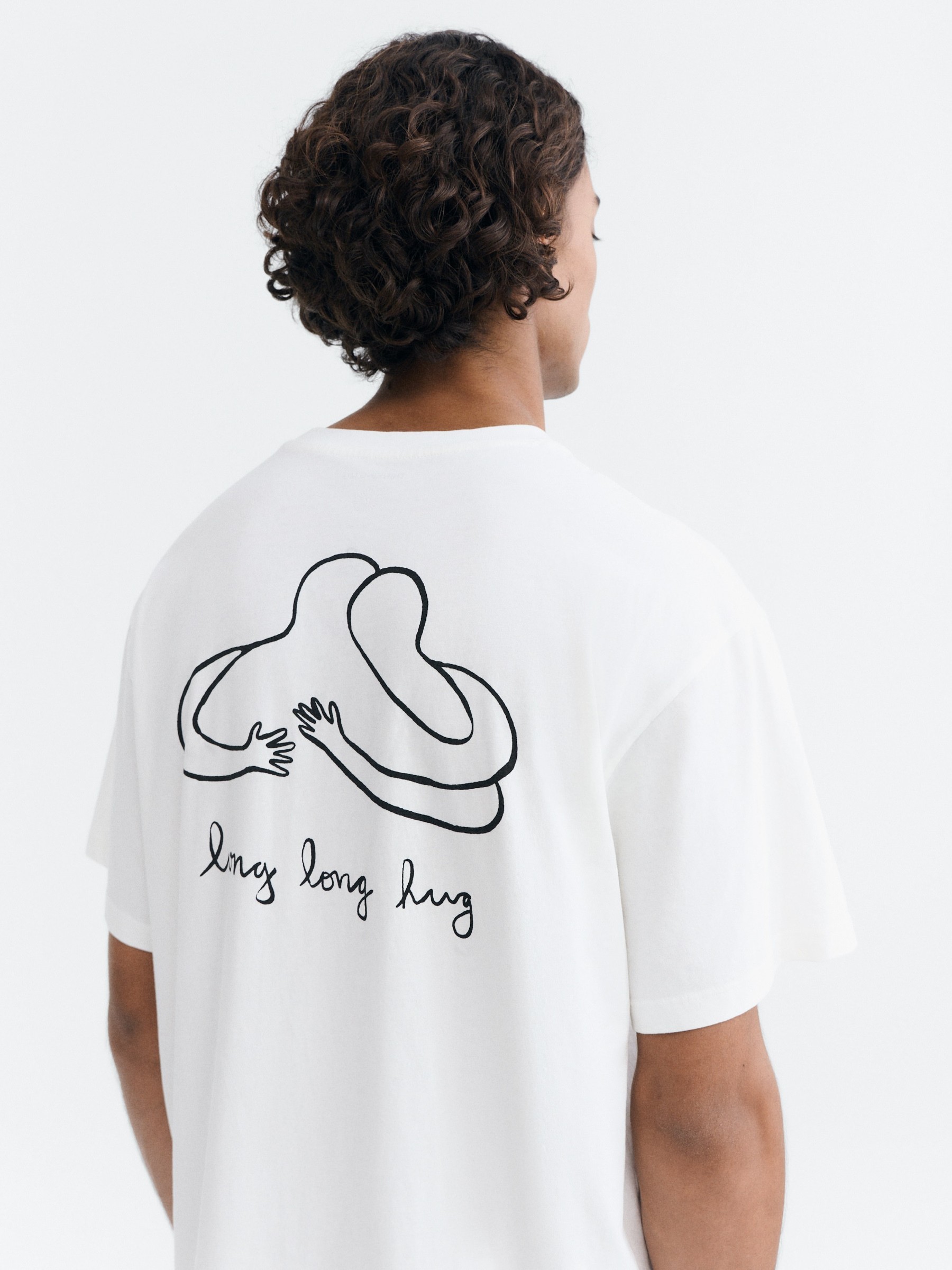 T-Shirt Aaron Tee long hug white Thinking Mu