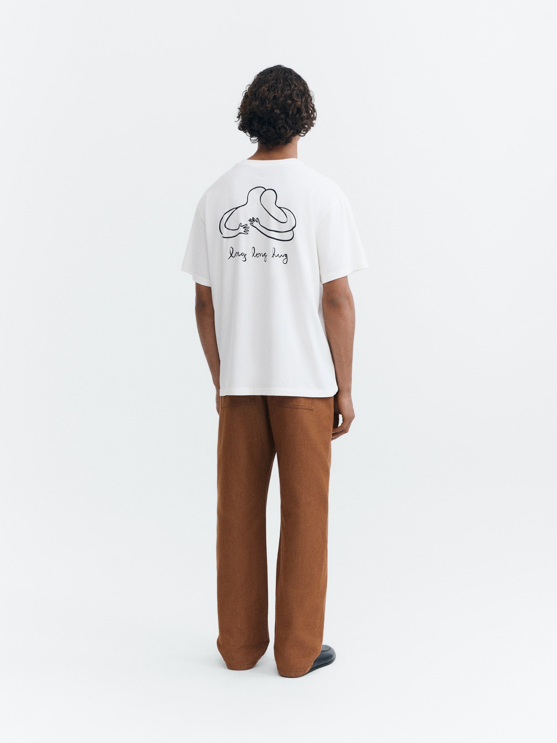T-Shirt Aaron Tee long hug white Thinking Mu