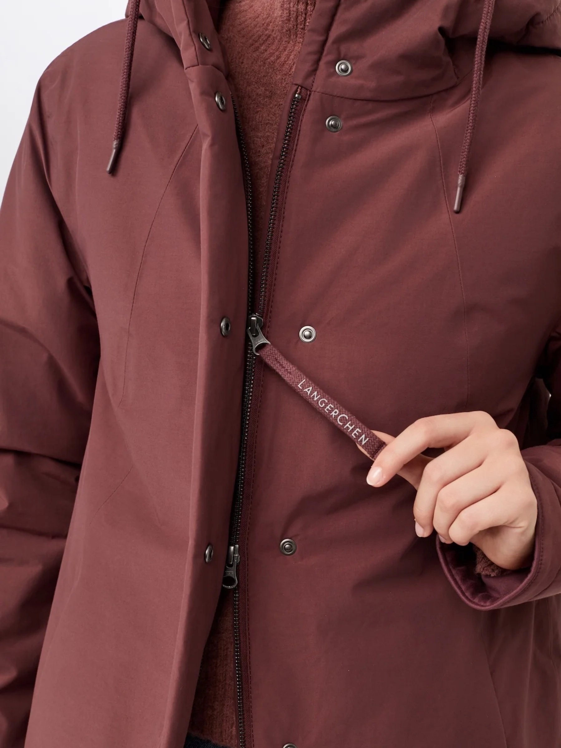 Jacke Wattierter Parka leicht tailliert burgundy LangerChen