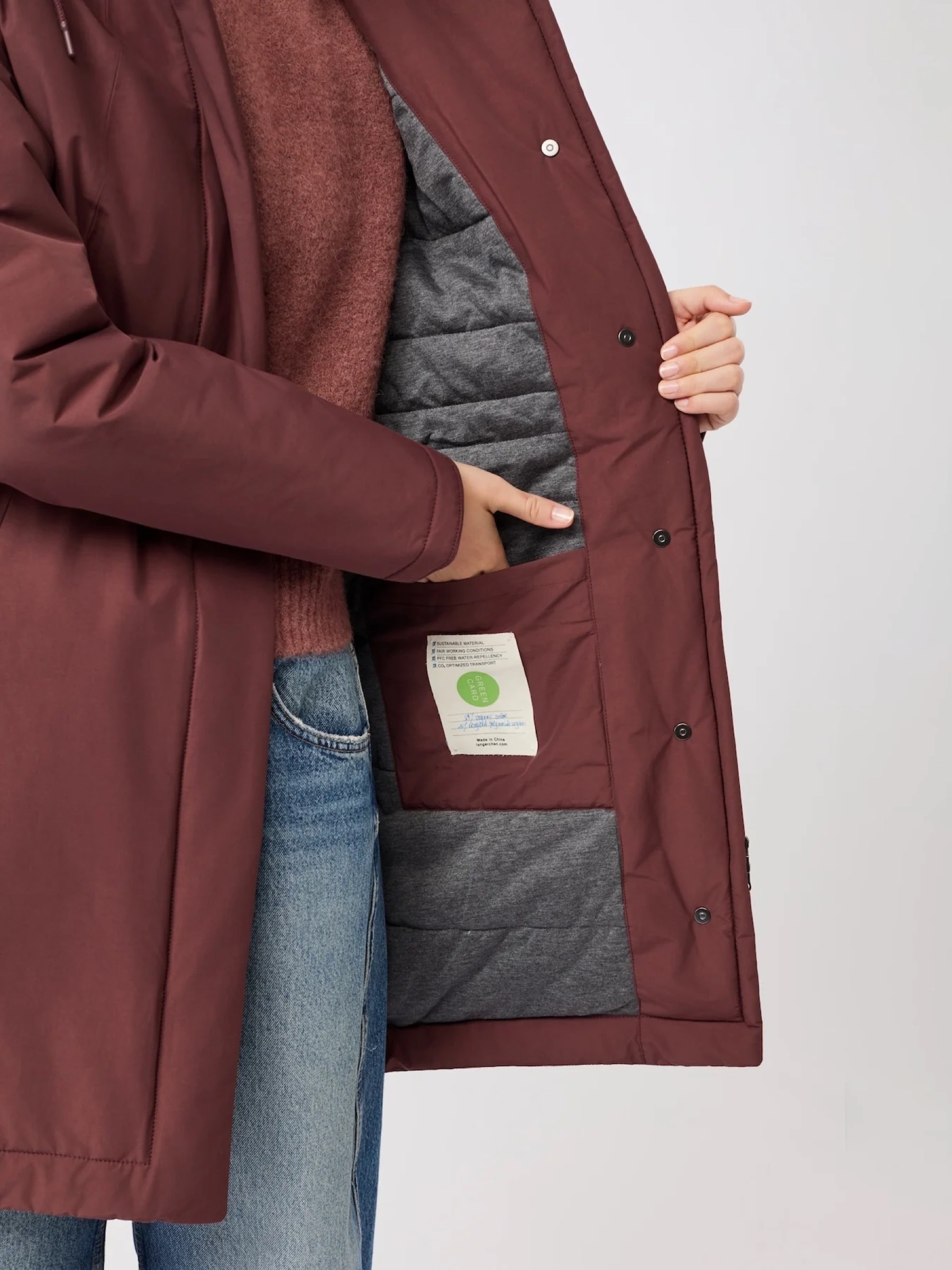 Jacke Wattierter Parka leicht tailliert burgundy LangerChen
