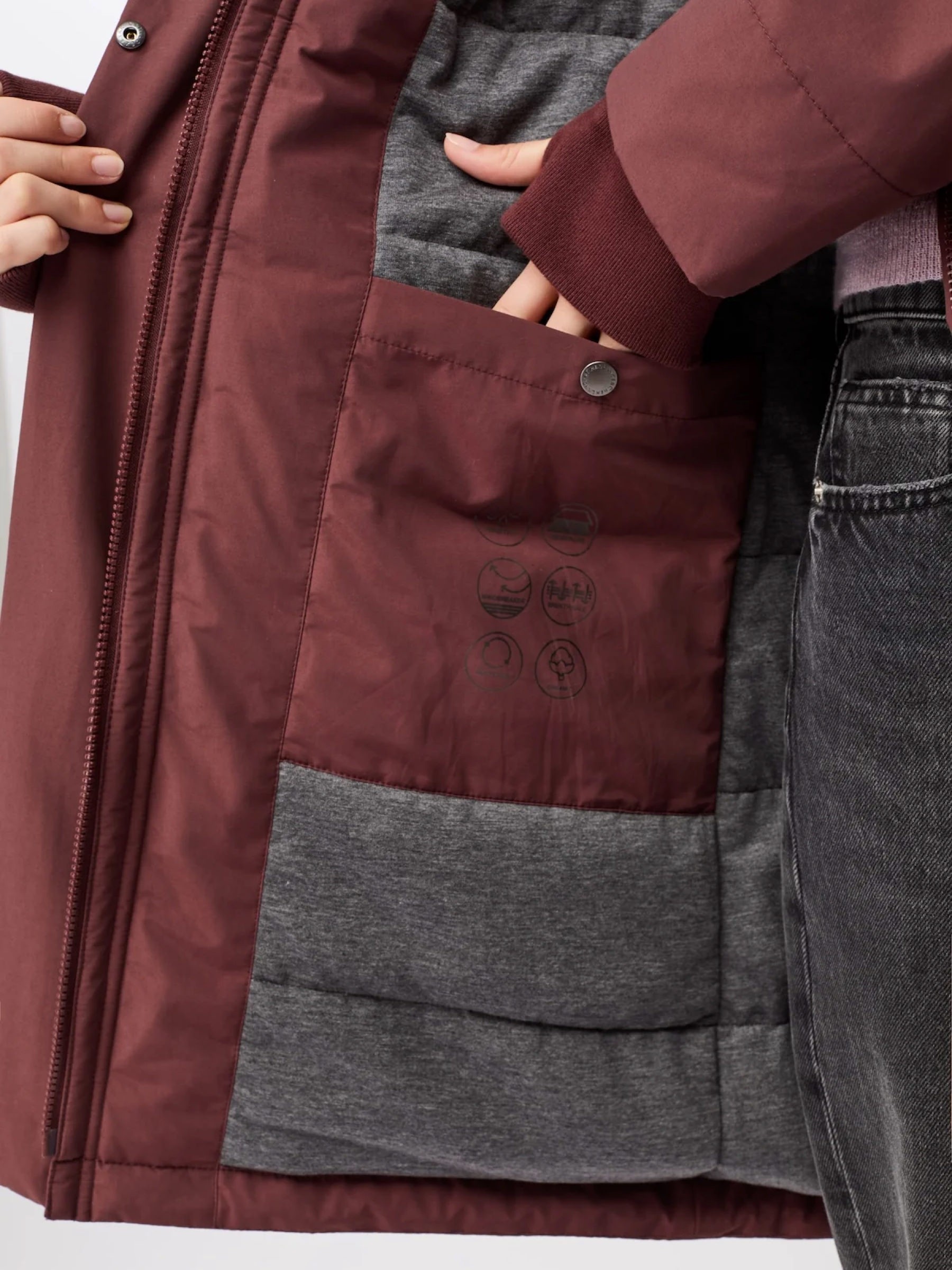 Jacke Wattierter Parka leicht tailliert burgundy LangerChen