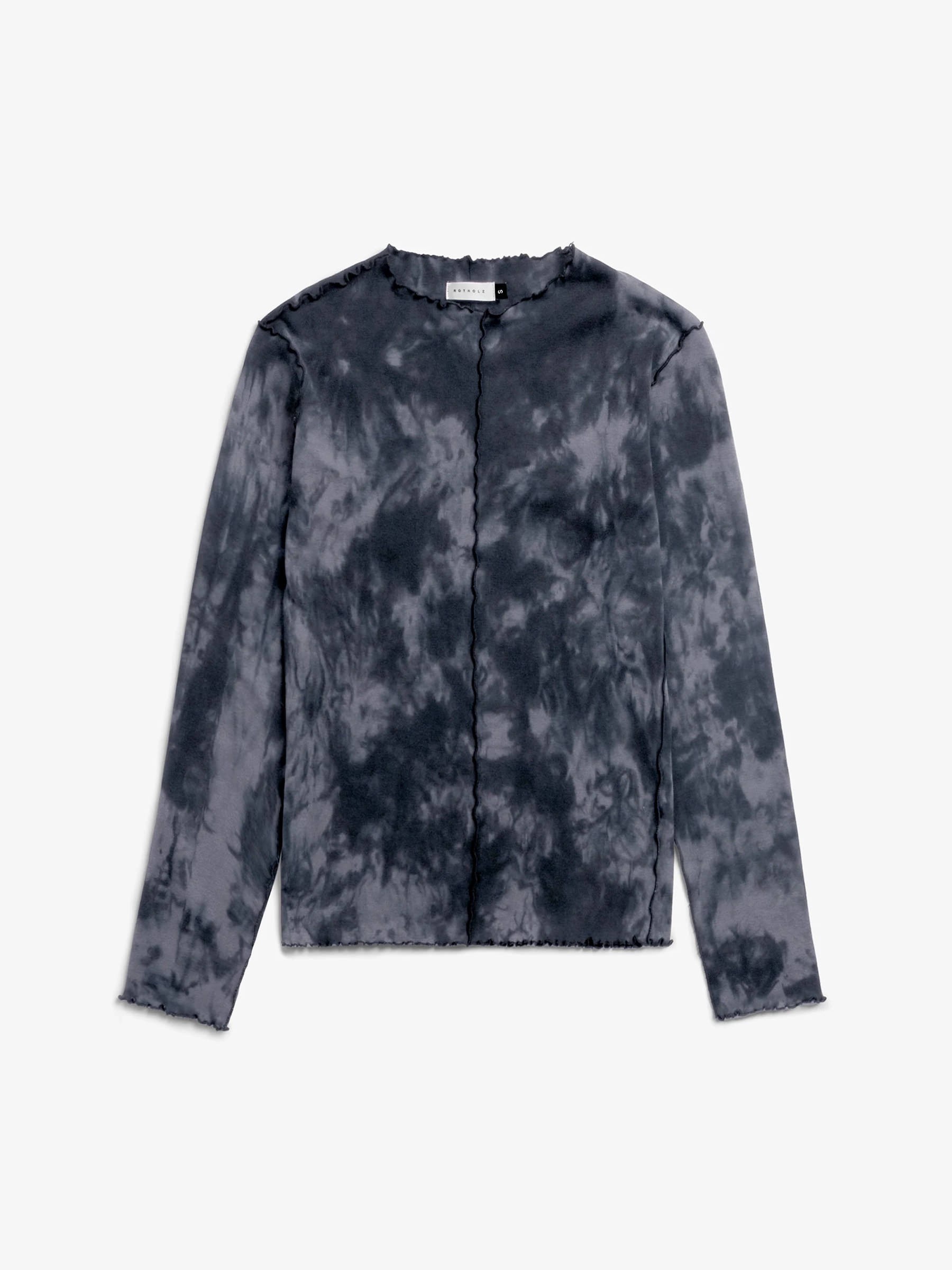 Pin-Tucked Longsleeve black tie dye Rotholz