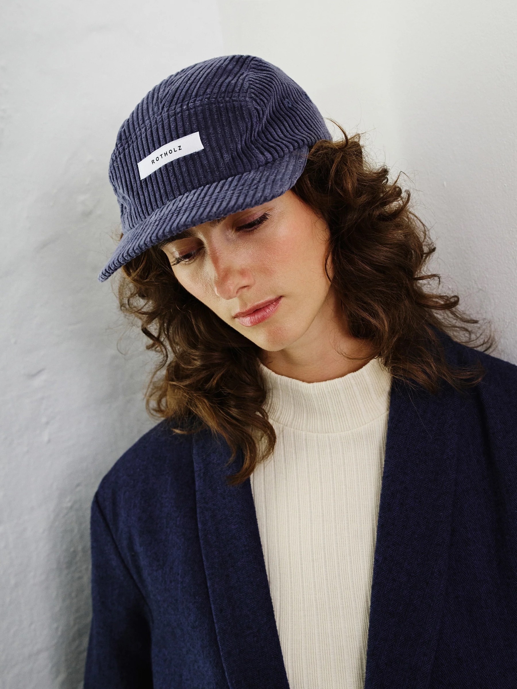 Mütze Cord 5-Panel Cap ash blue Rotholz