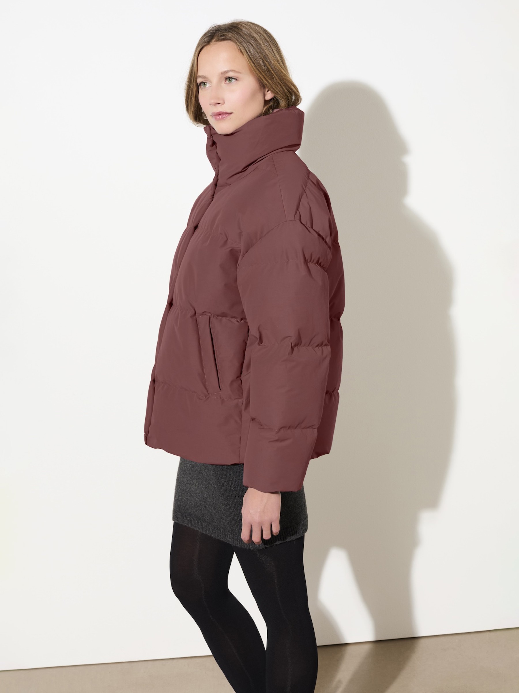 Winterjacke Gesteppte Jacke aus Eco Daune mit Stehkragen burgundy LangerChen