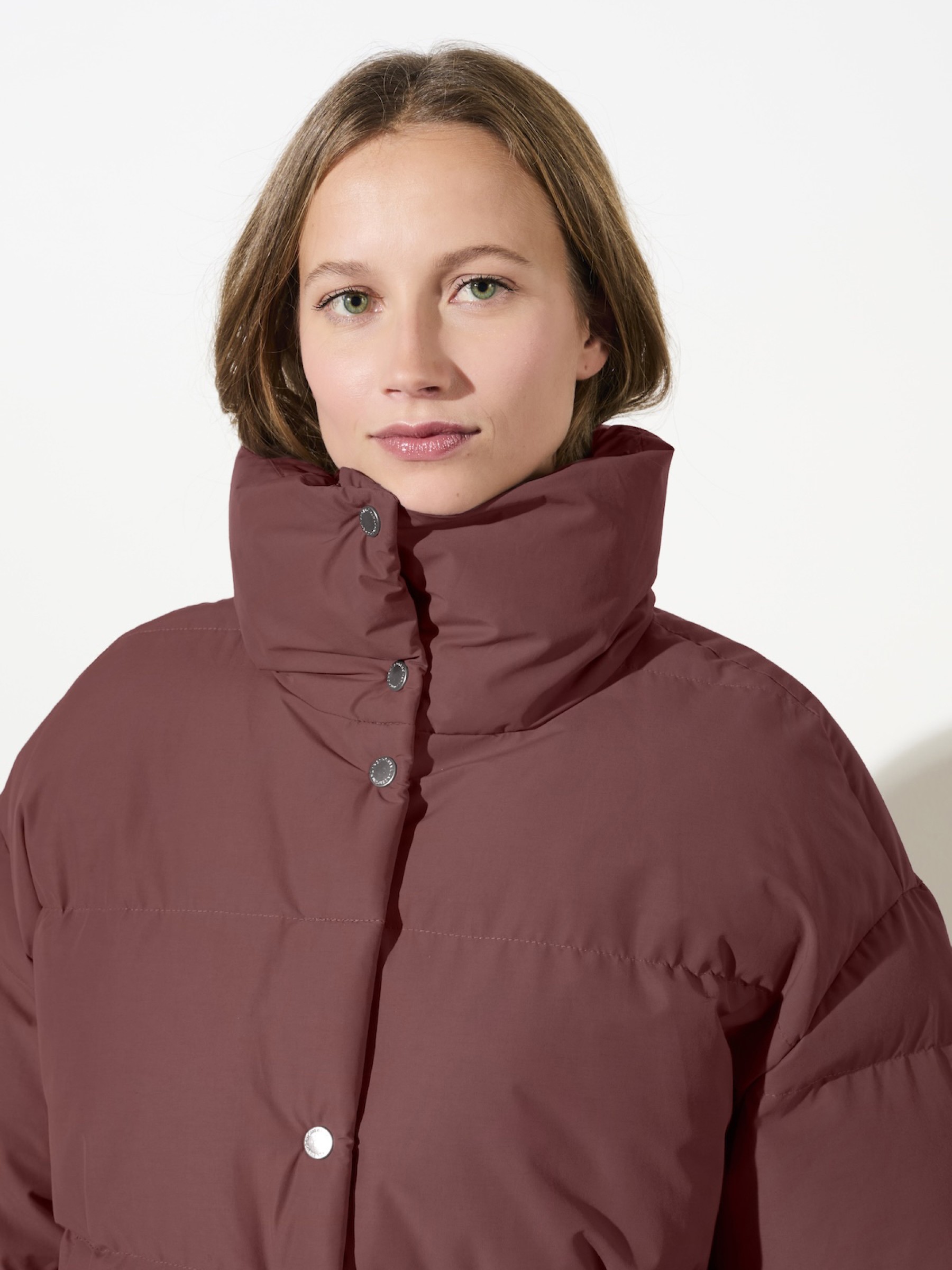 Winterjacke Gesteppte Jacke aus Eco Daune mit Stehkragen burgundy LangerChen