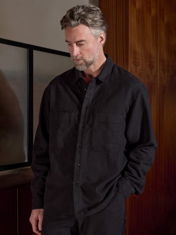Hemd Dario charcoal eco flannel striped About Companions
