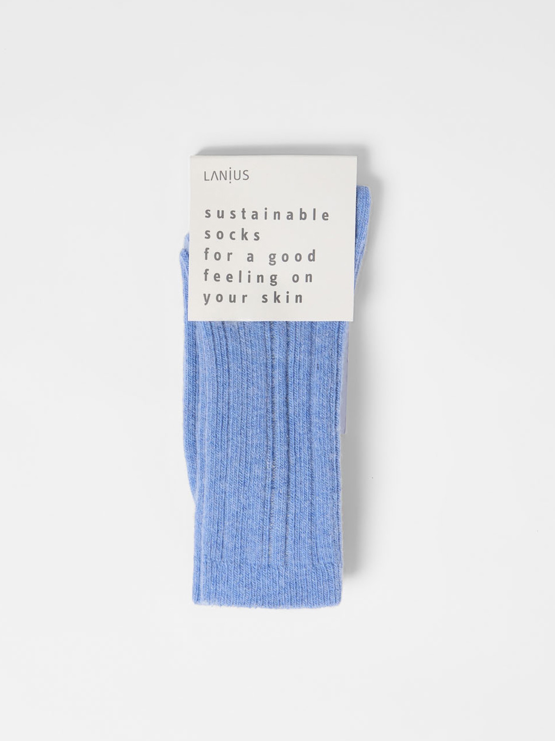 Socken mit Rippenstrick light blue melange Lanius