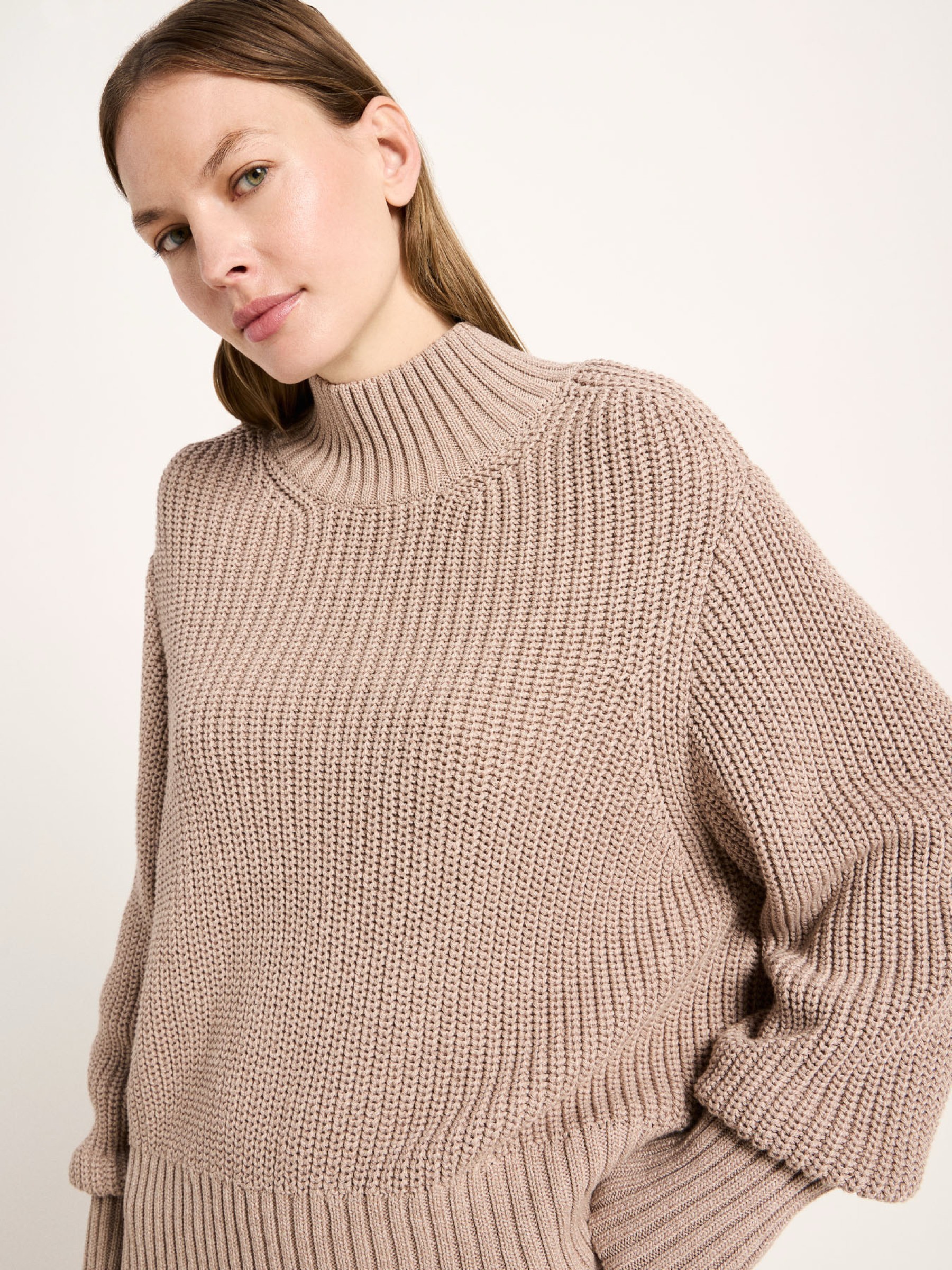 Pullover Grobstrickpullover mocca mouse mouliné Lanius