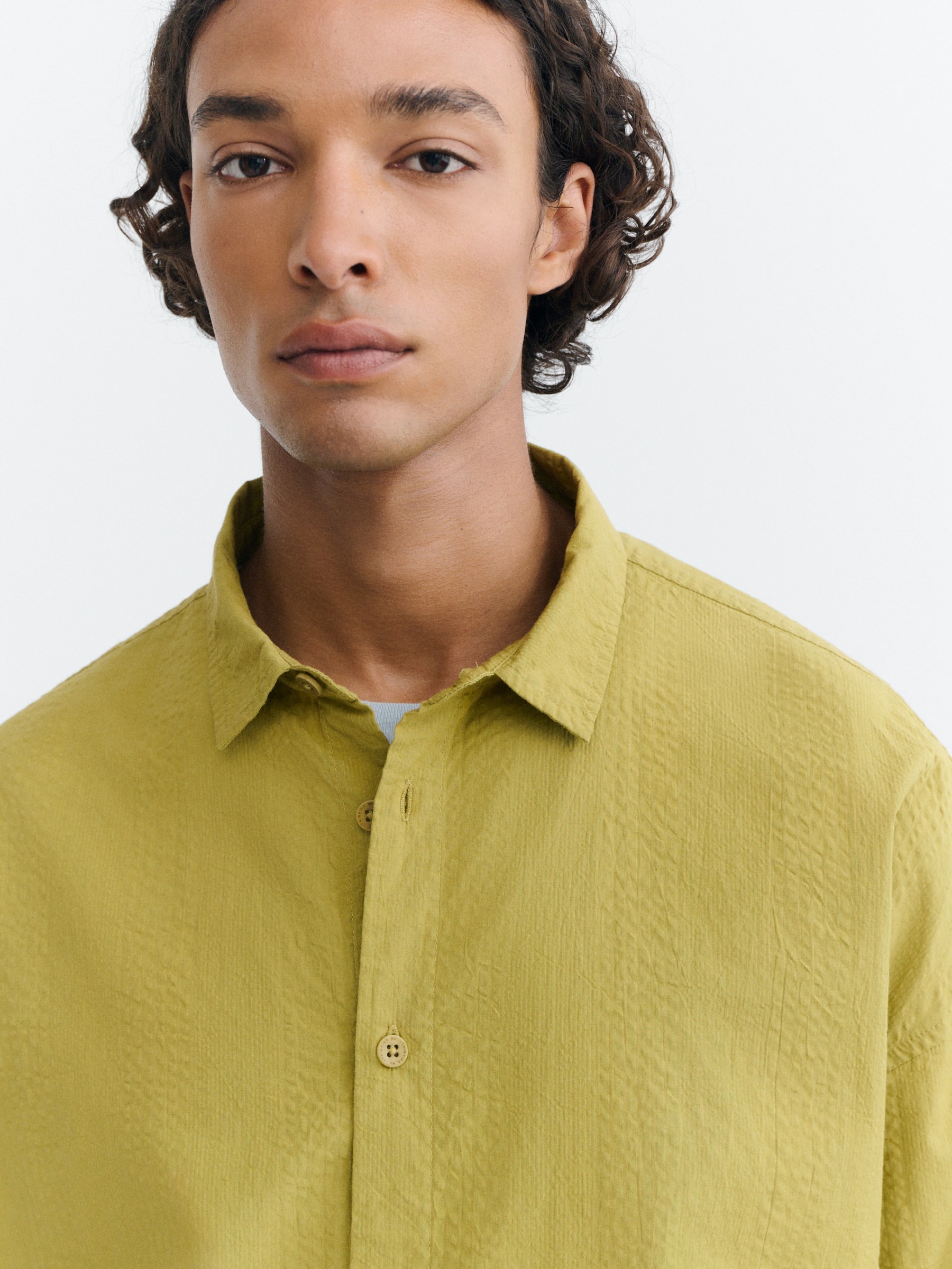 Hemd Haru Shirt pistaccio seersucker Thinking Mu