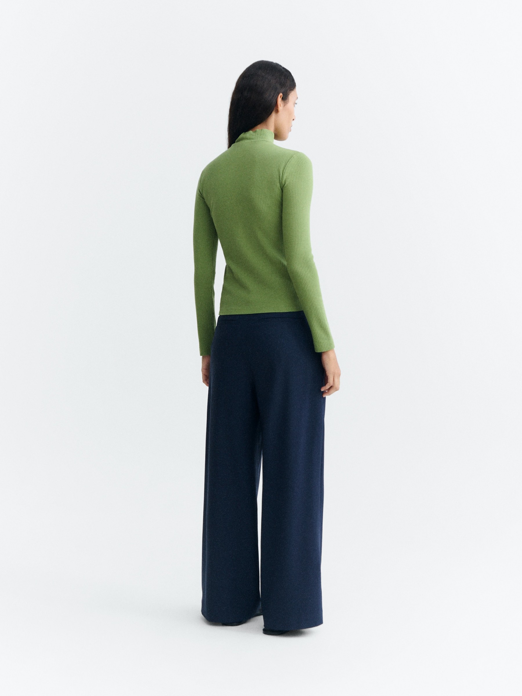 Longsleeve Aine Top green rib Thinking Mu