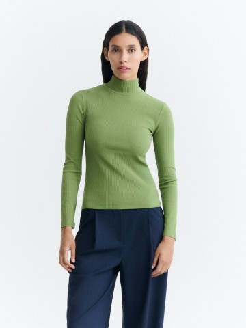 Longsleeve Aine Top green rib Thinking Mu