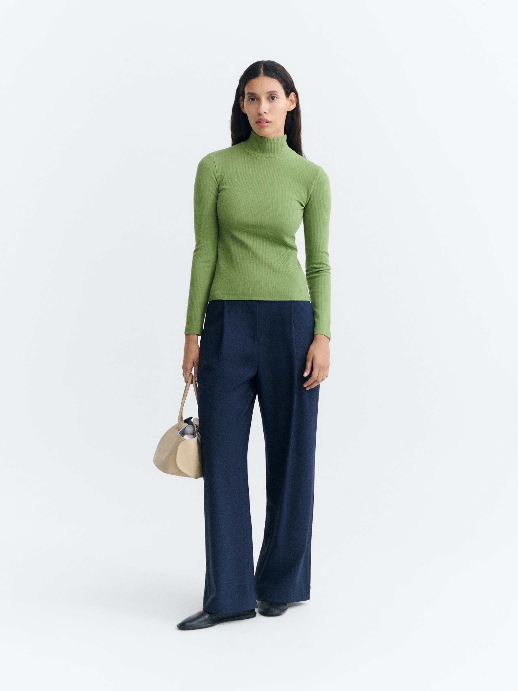 Longsleeve Aine Top green rib Thinking Mu