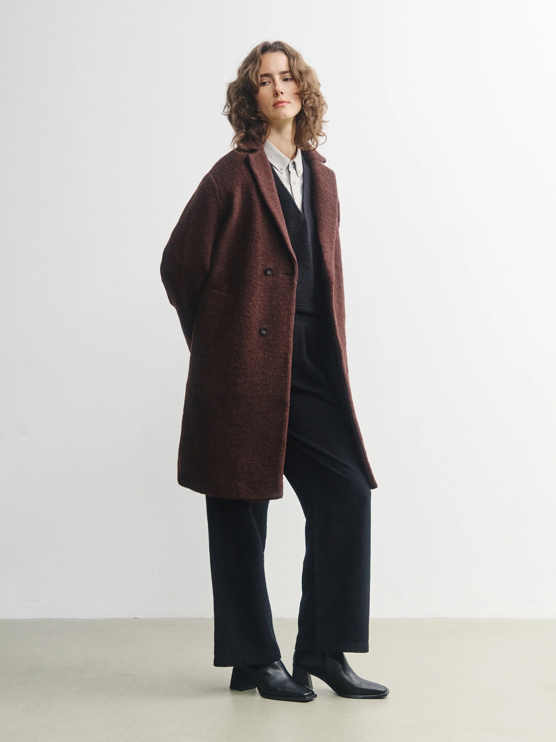 Wollmantel Formal Coat rosewood brown Rotholz