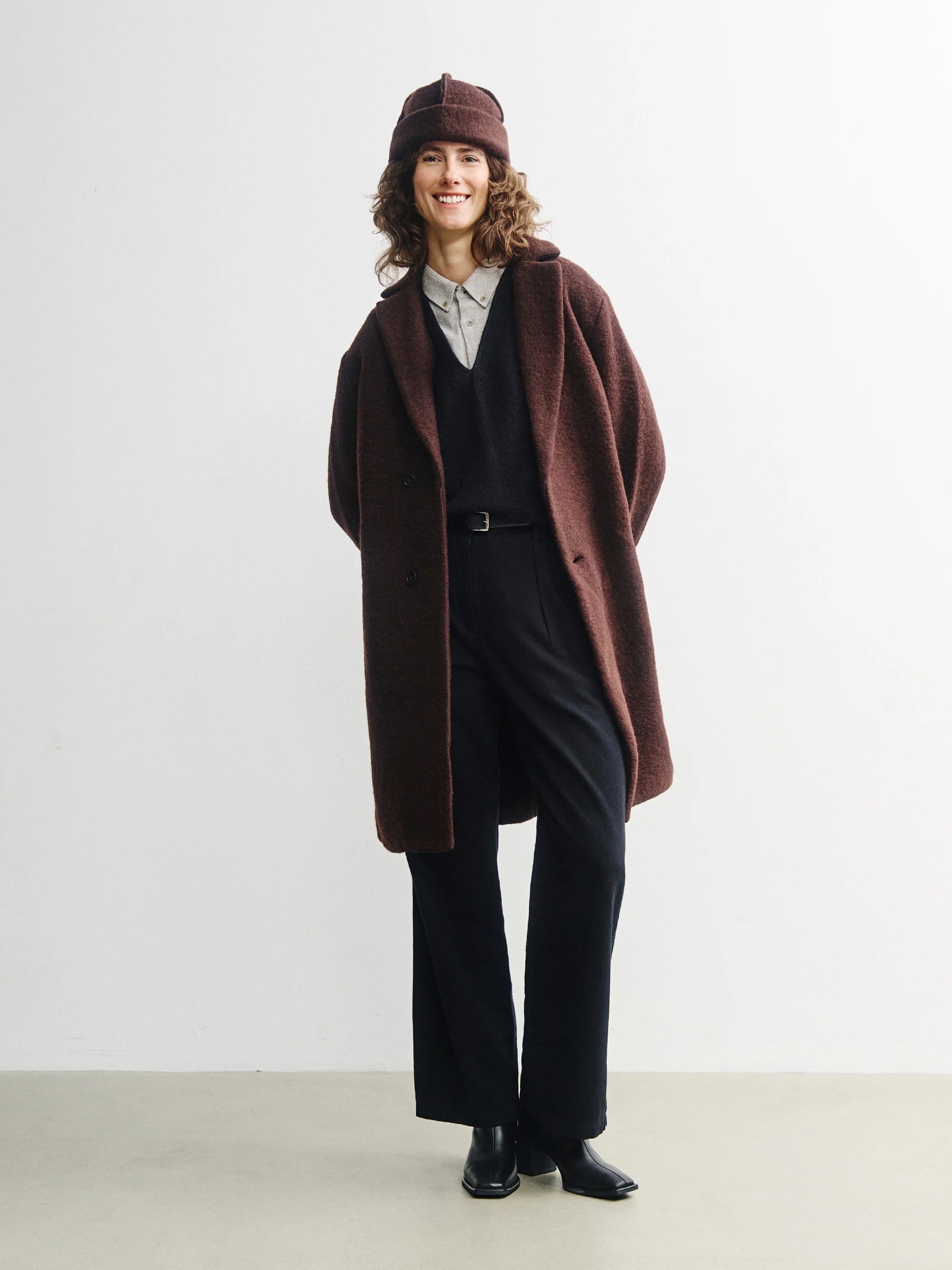 Wollmantel Formal Coat rosewood brown Rotholz