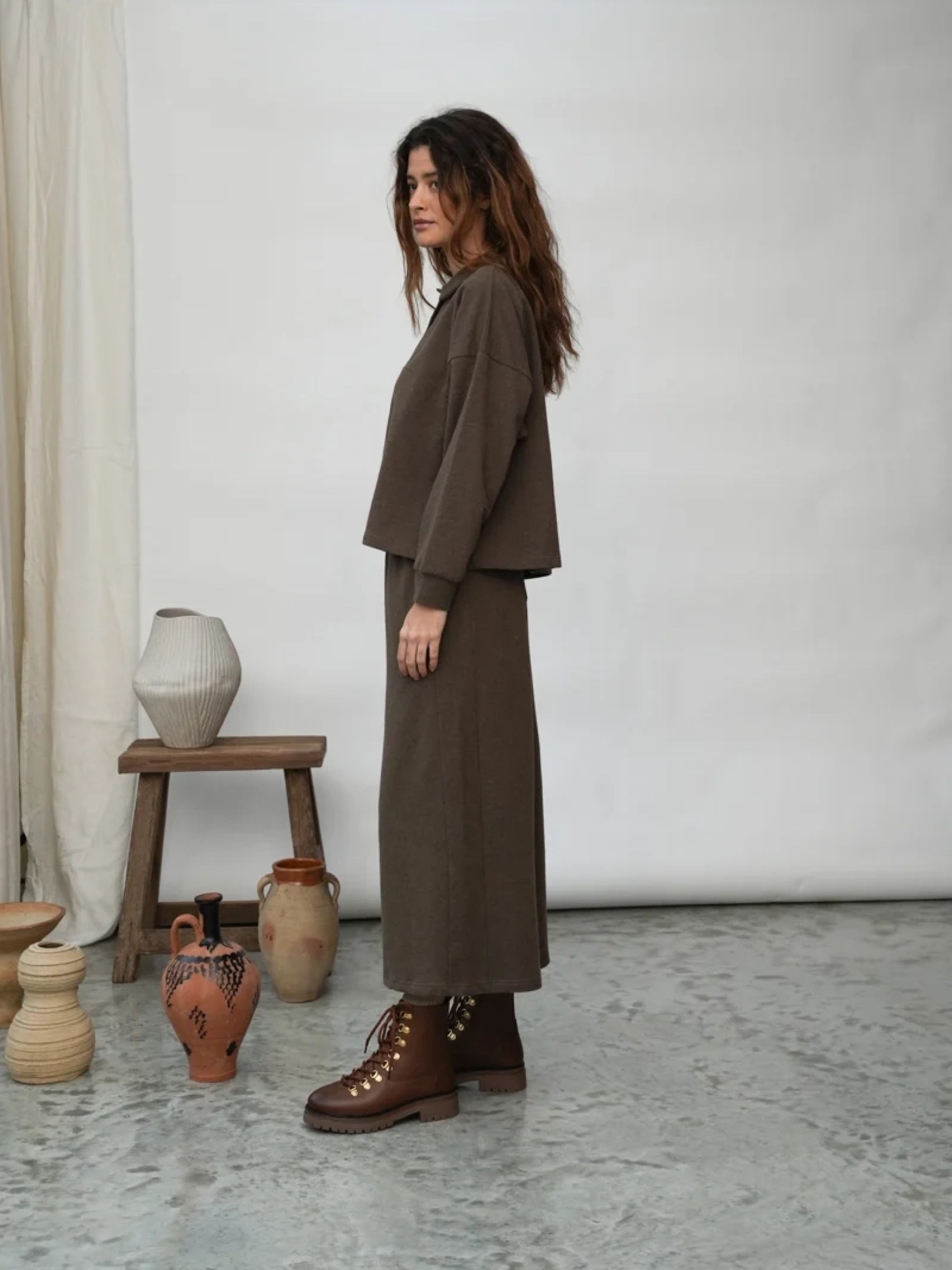 Hose Nicky brown marl Beaumont Organic