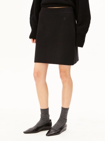 Rock Cotton-Wool Mini Knit Skirt black Armedangels