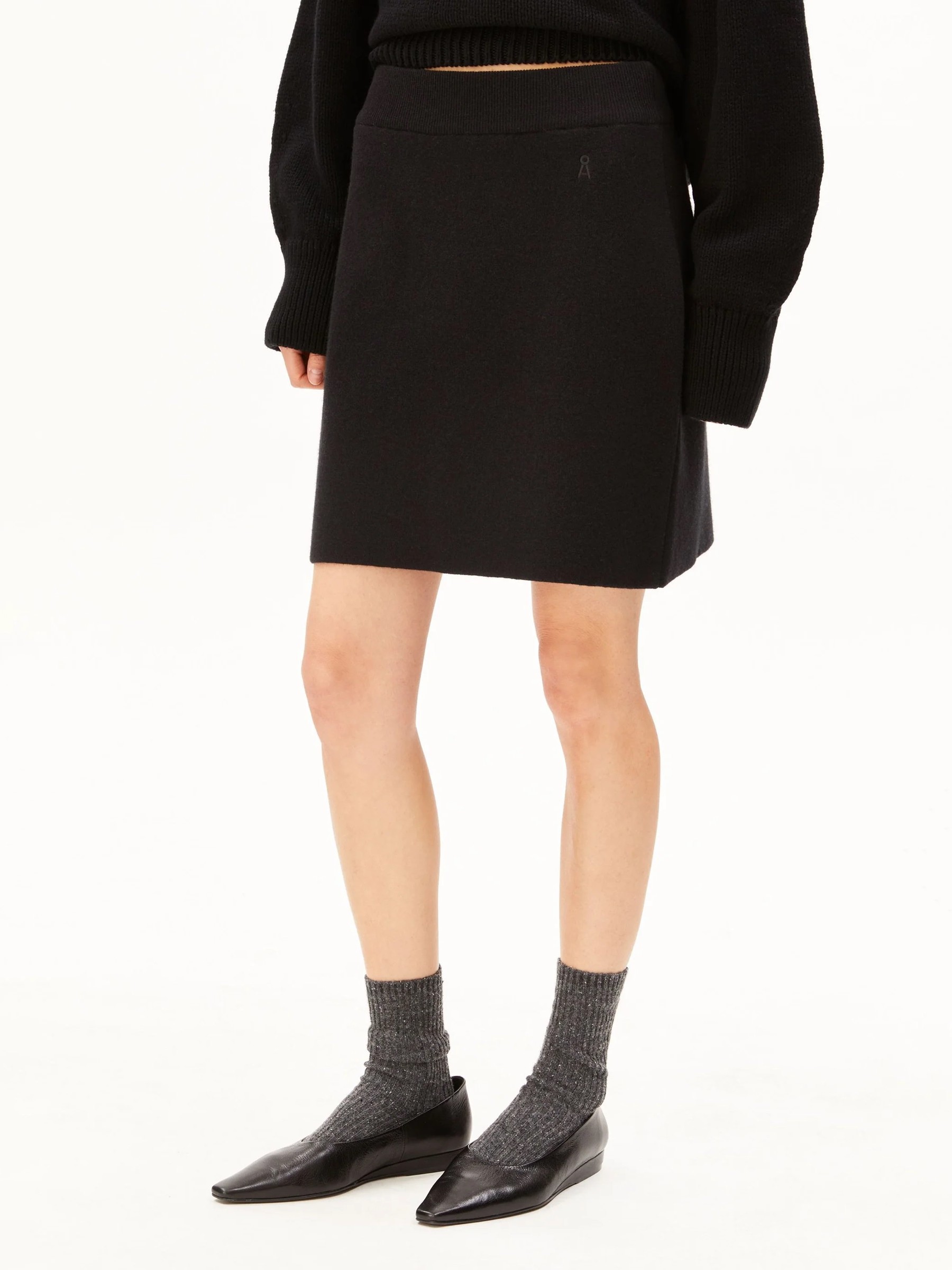 Rock Cotton-Wool Mini Knit Skirt black Armedangels