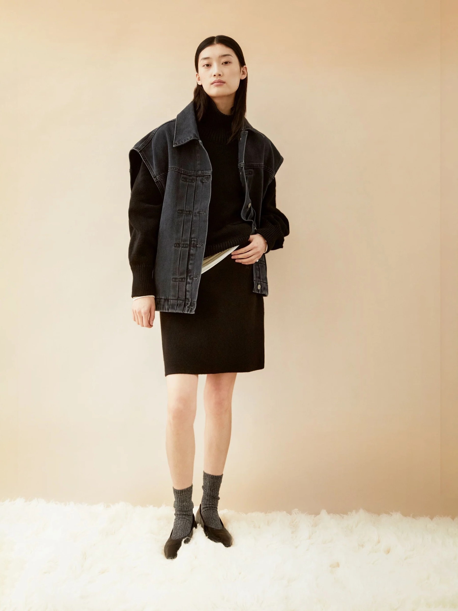 Rock Cotton-Wool Mini Knit Skirt black Armedangels