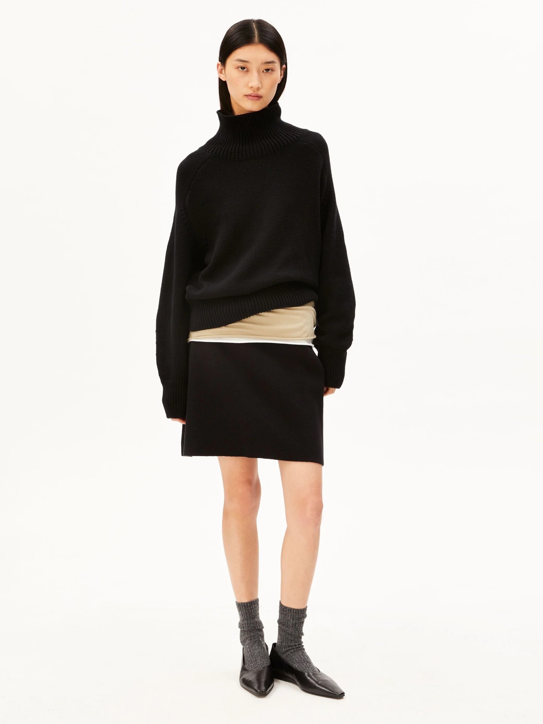Rock Cotton-Wool Mini Knit Skirt black Armedangels